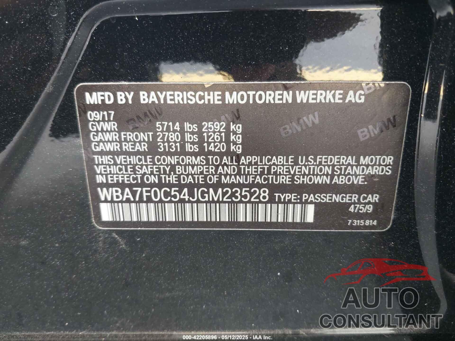 BMW 750I 2018 - WBA7F0C54JGM23528