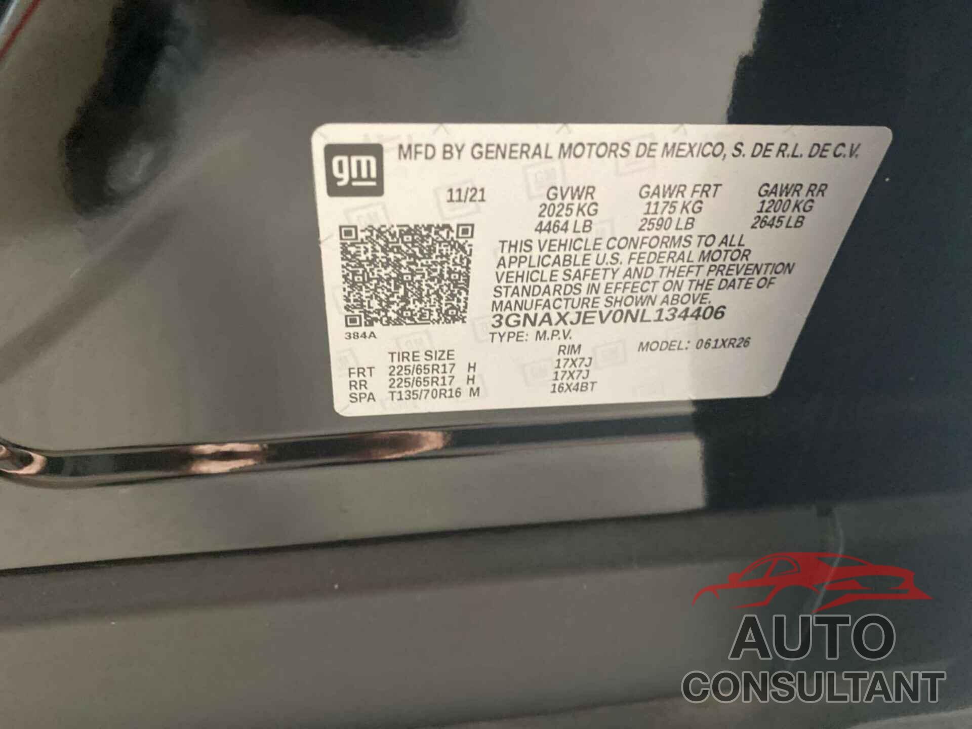 CHEVROLET EQUINOX 2022 - 3GNAXJEV0NL134406