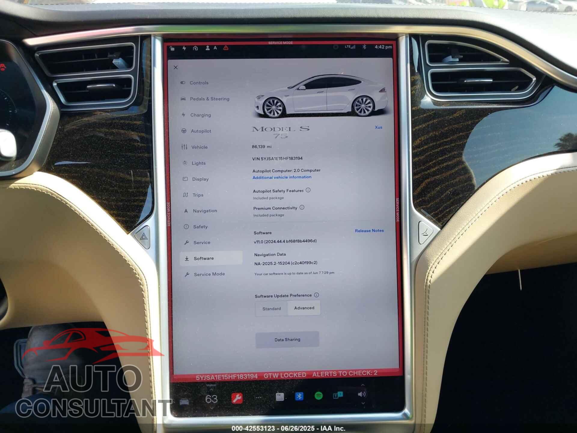 TESLA MODEL S 2017 - 5YJSA1E15HF183194