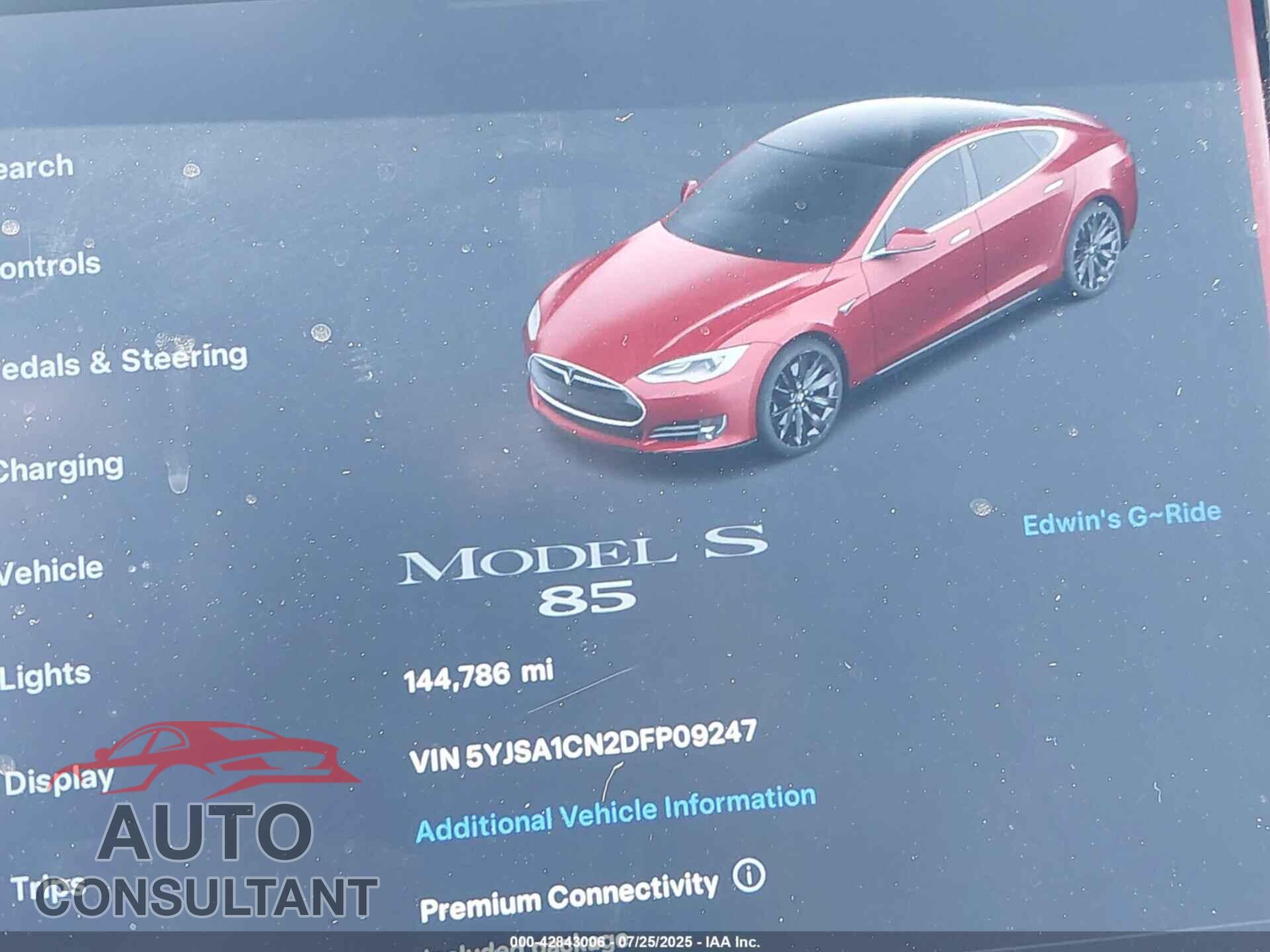 TESLA MODEL S 2013 - 5YJSA1CN2DFP09247