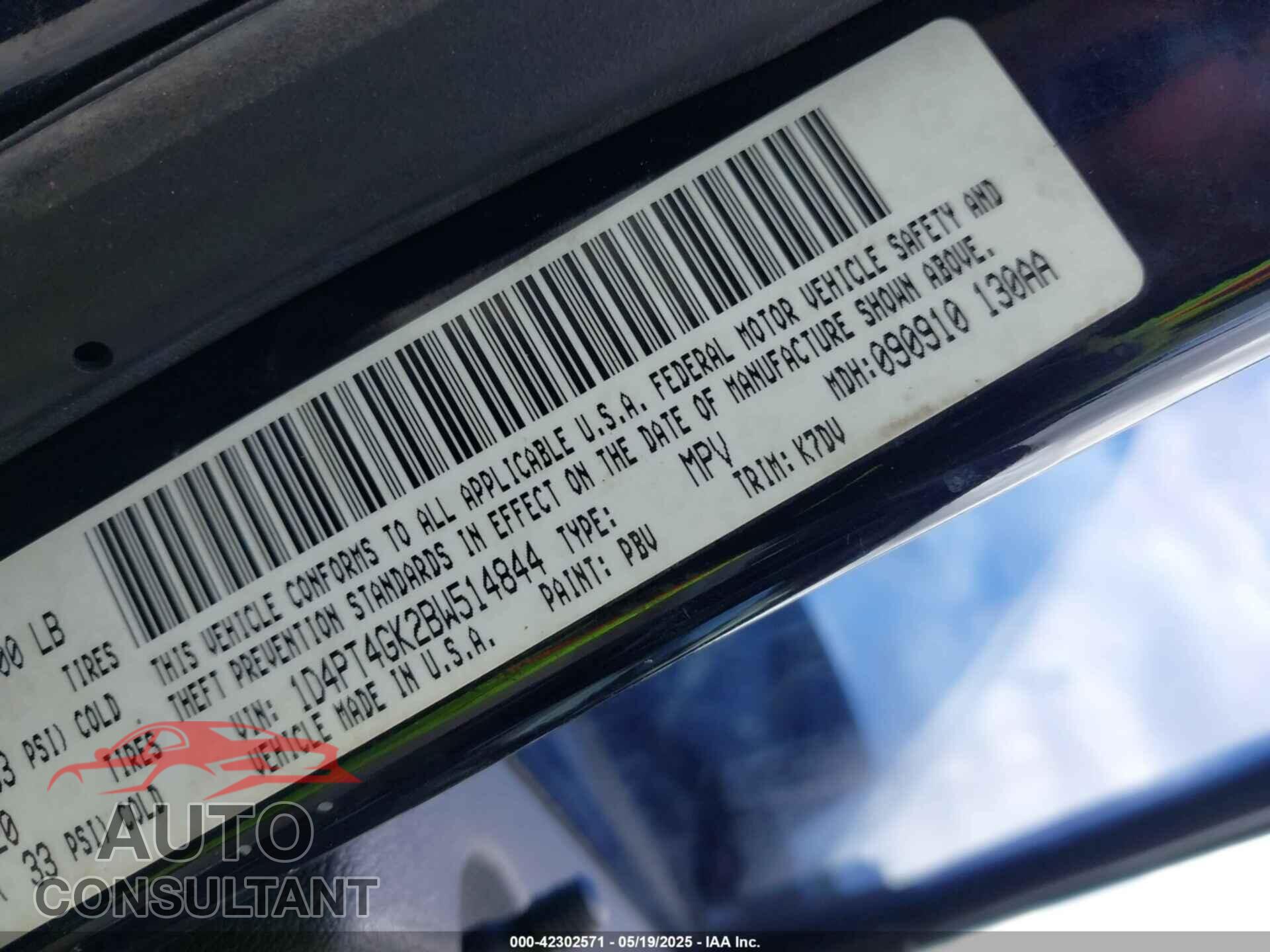 DODGE NITRO 2011 - 1D4PT4GK2BW514844