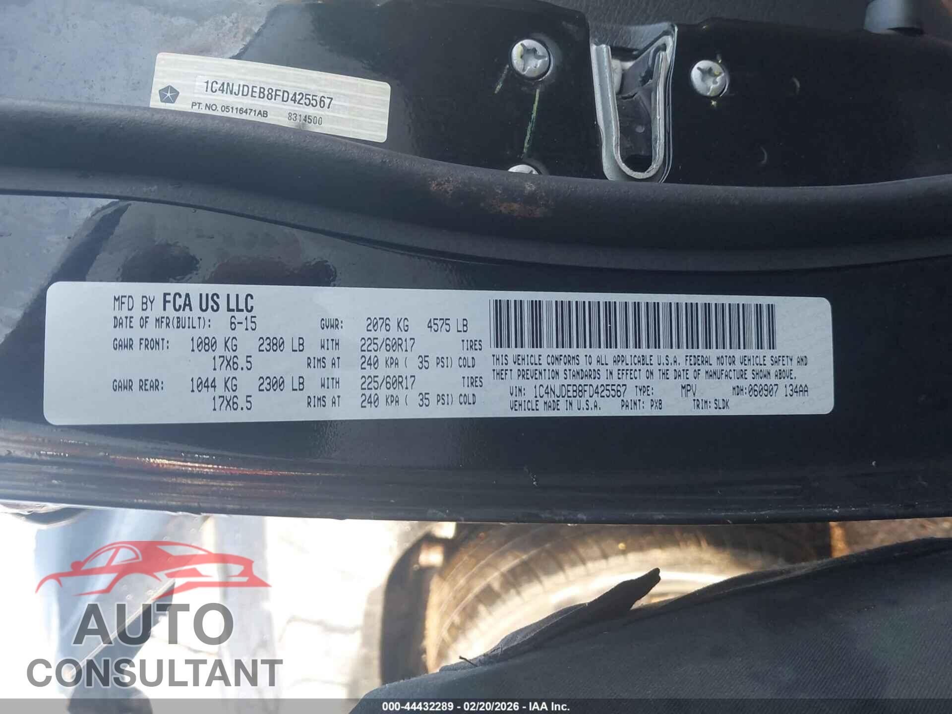 JEEP COMPASS 2015 - 1C4NJDEB8FD425567
