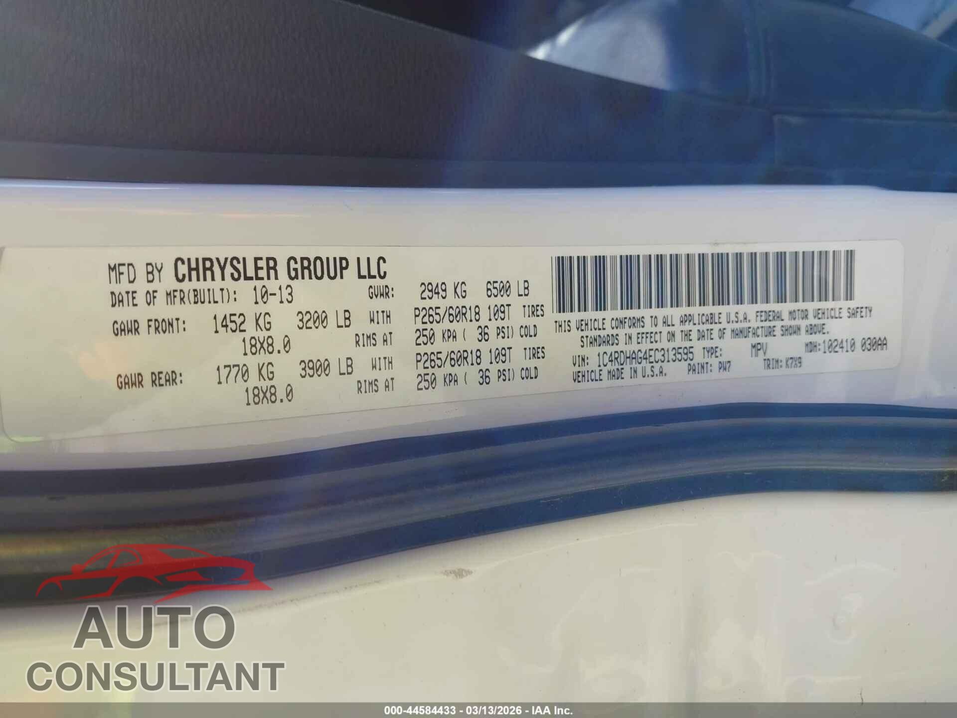 DODGE DURANGO 2014 - 1C4RDHAG4EC313595