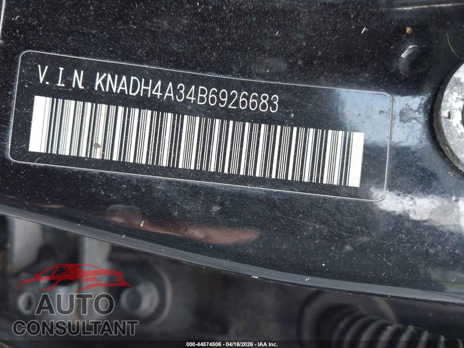 KIA RIO 2011 - KNADH4A34B6926683