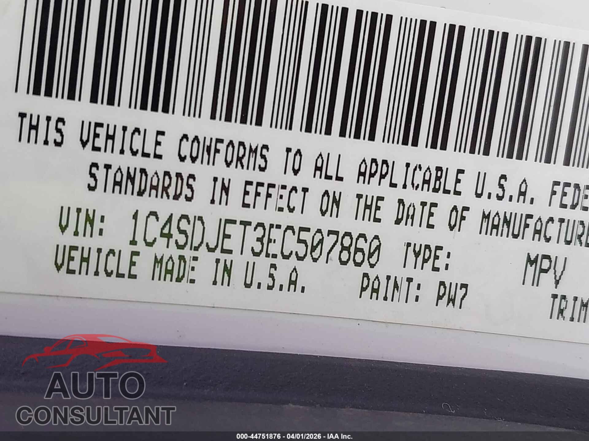 DODGE DURANGO 2014 - 1C4SDJET3EC507860