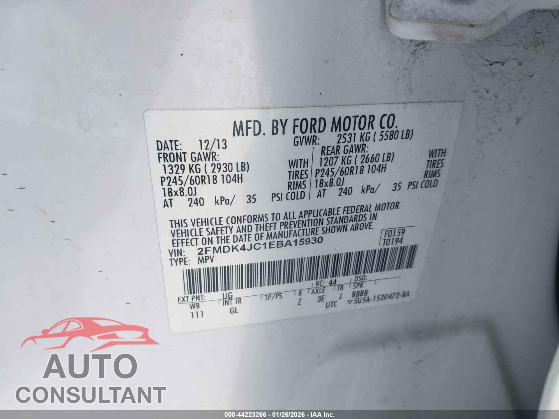 FORD EDGE 2014 - 2FMDK4JC1EBA15930