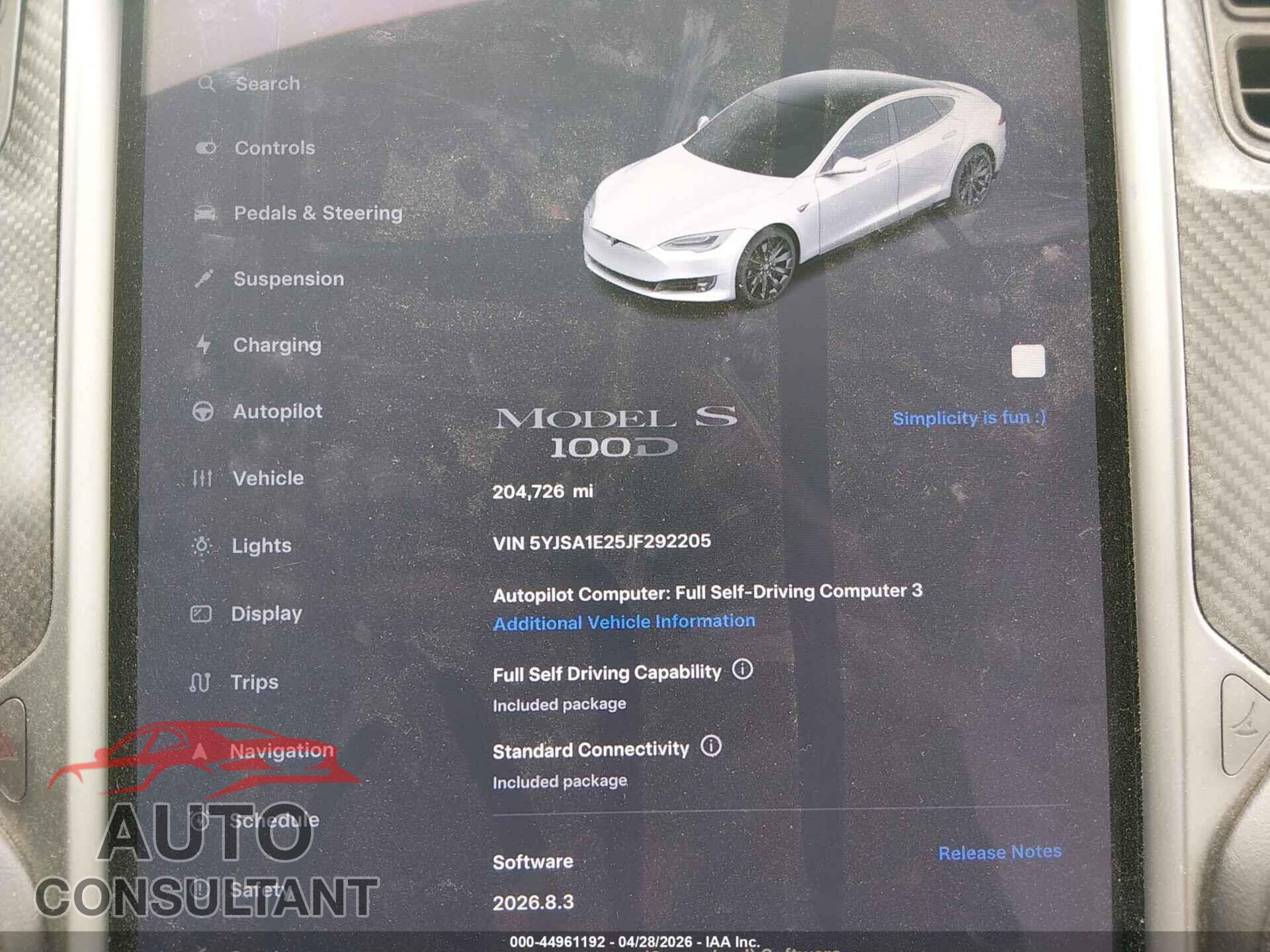 TESLA MODEL S 2018 - 5YJSA1E25JF292205