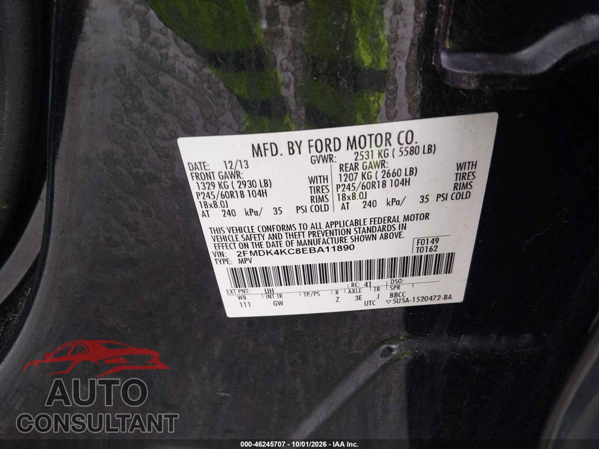 FORD EDGE 2014 - 2FMDK4KC8EBA11890