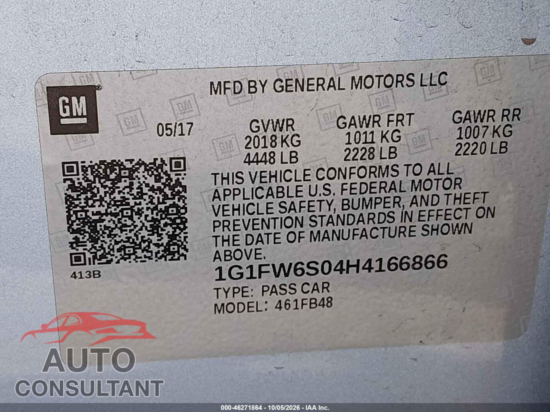 CHEVROLET BOLT EV 2017 - 1G1FW6S04H4166866