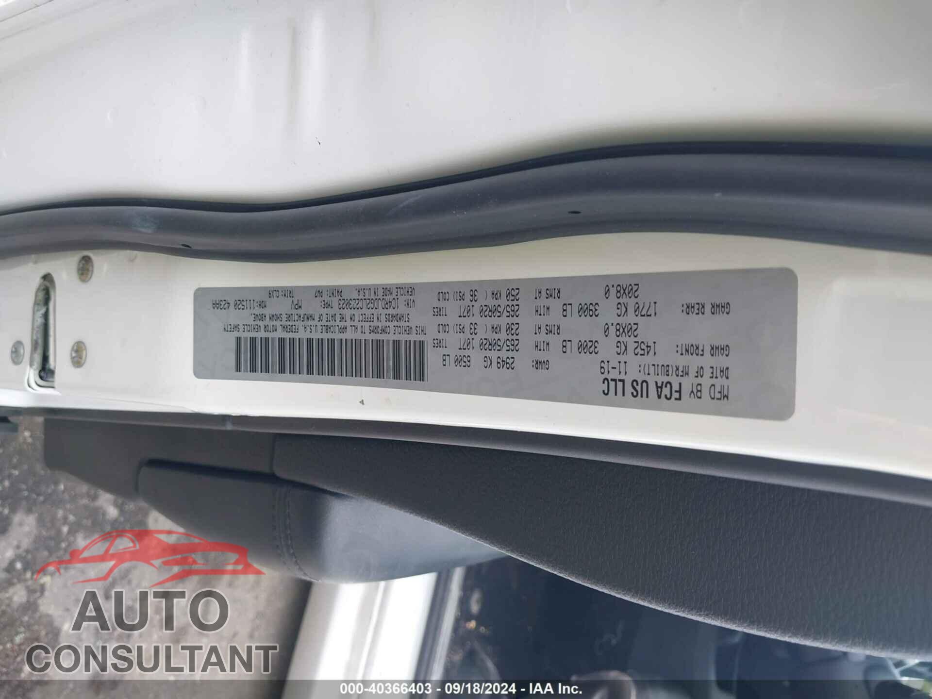 DODGE DURANGO 2020 - 1C4RDJDG2LC223023