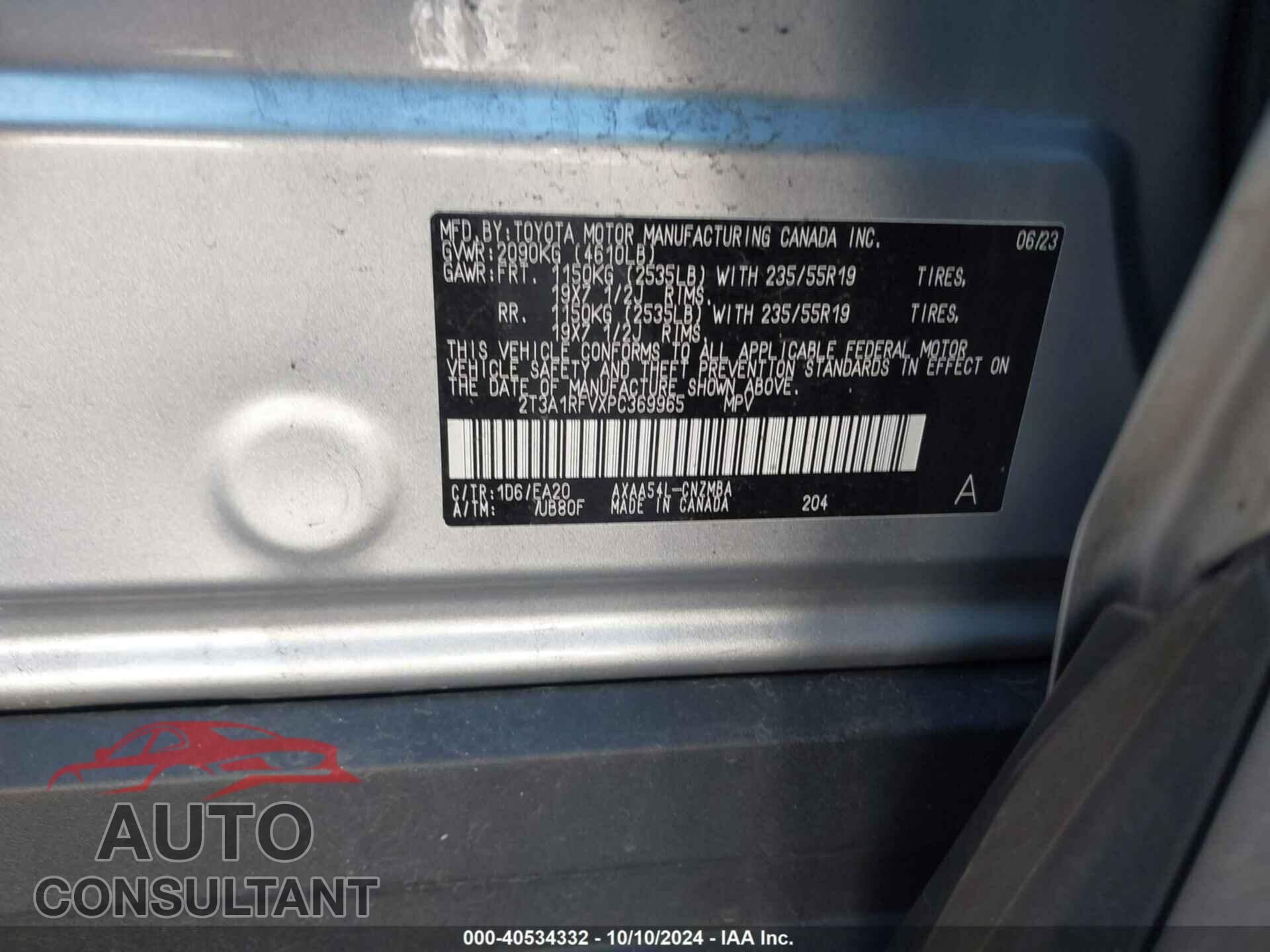 TOYOTA RAV4 2023 - 2T3A1RFVXPC369965