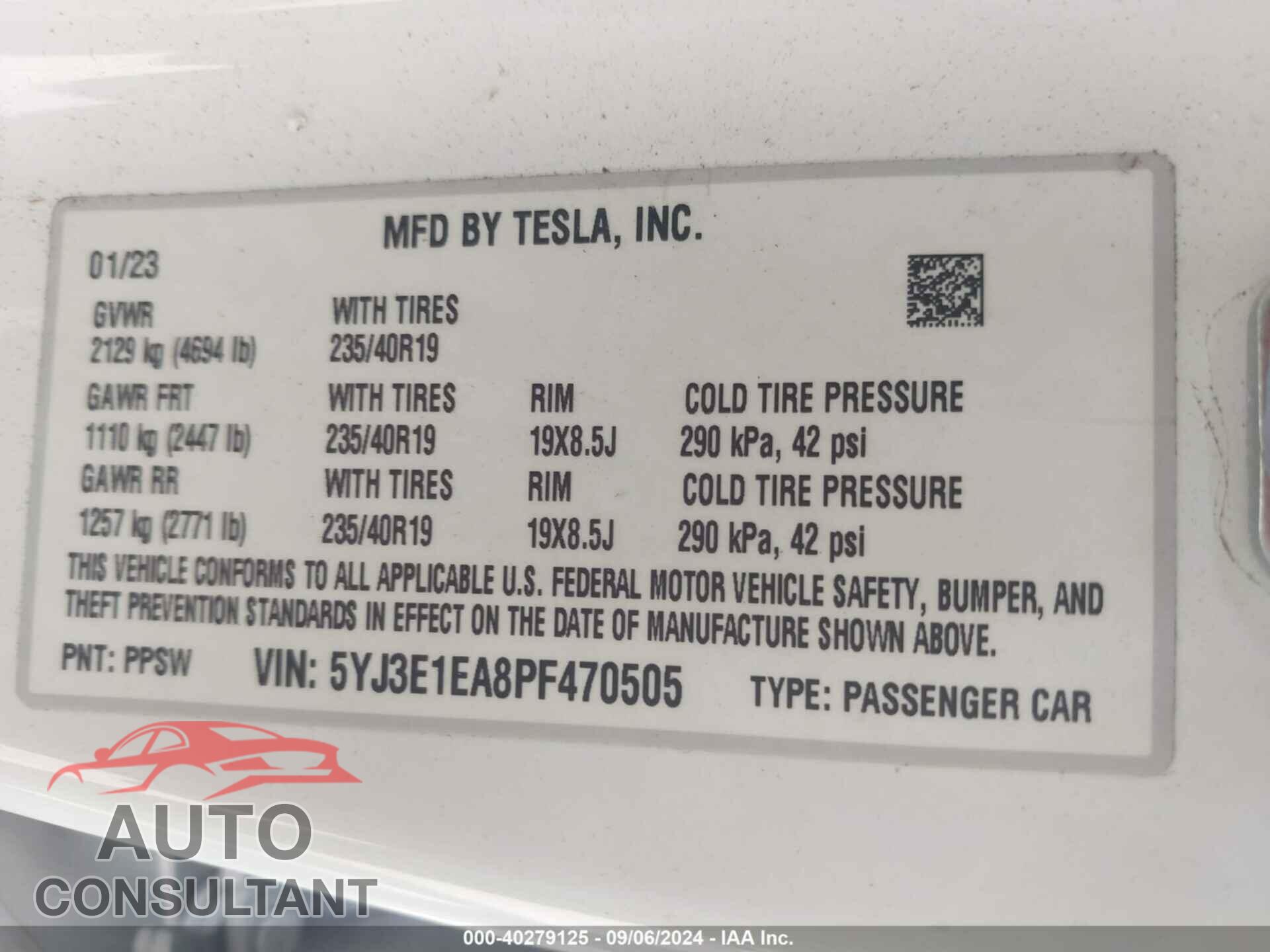 TESLA MODEL 3 2023 - 5YJ3E1EA8PF470505