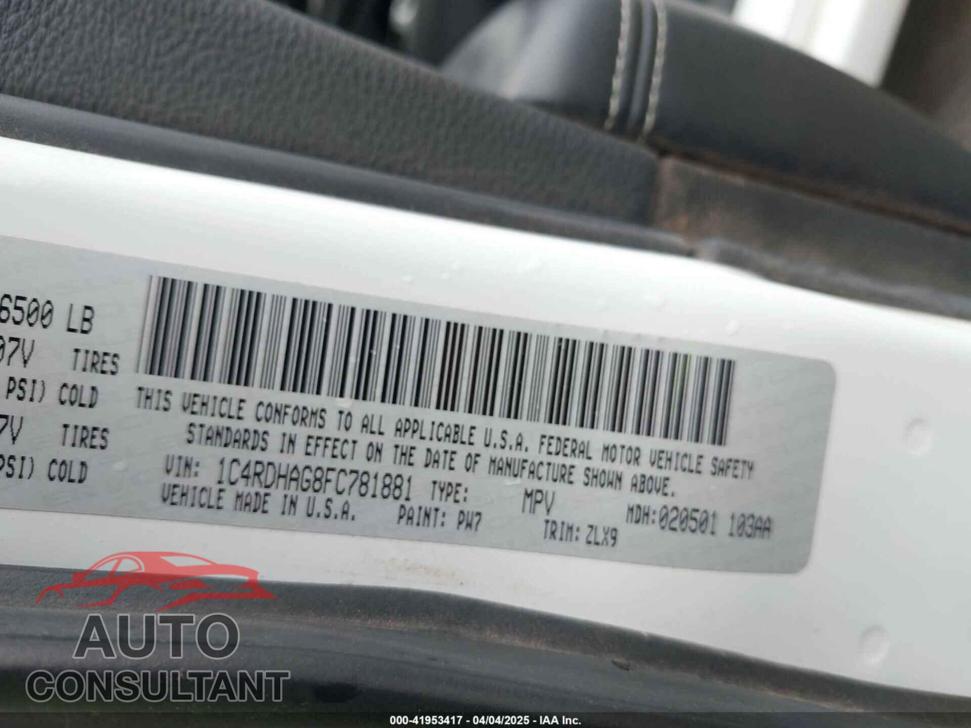 DODGE DURANGO 2015 - 1C4RDHAG8FC781881