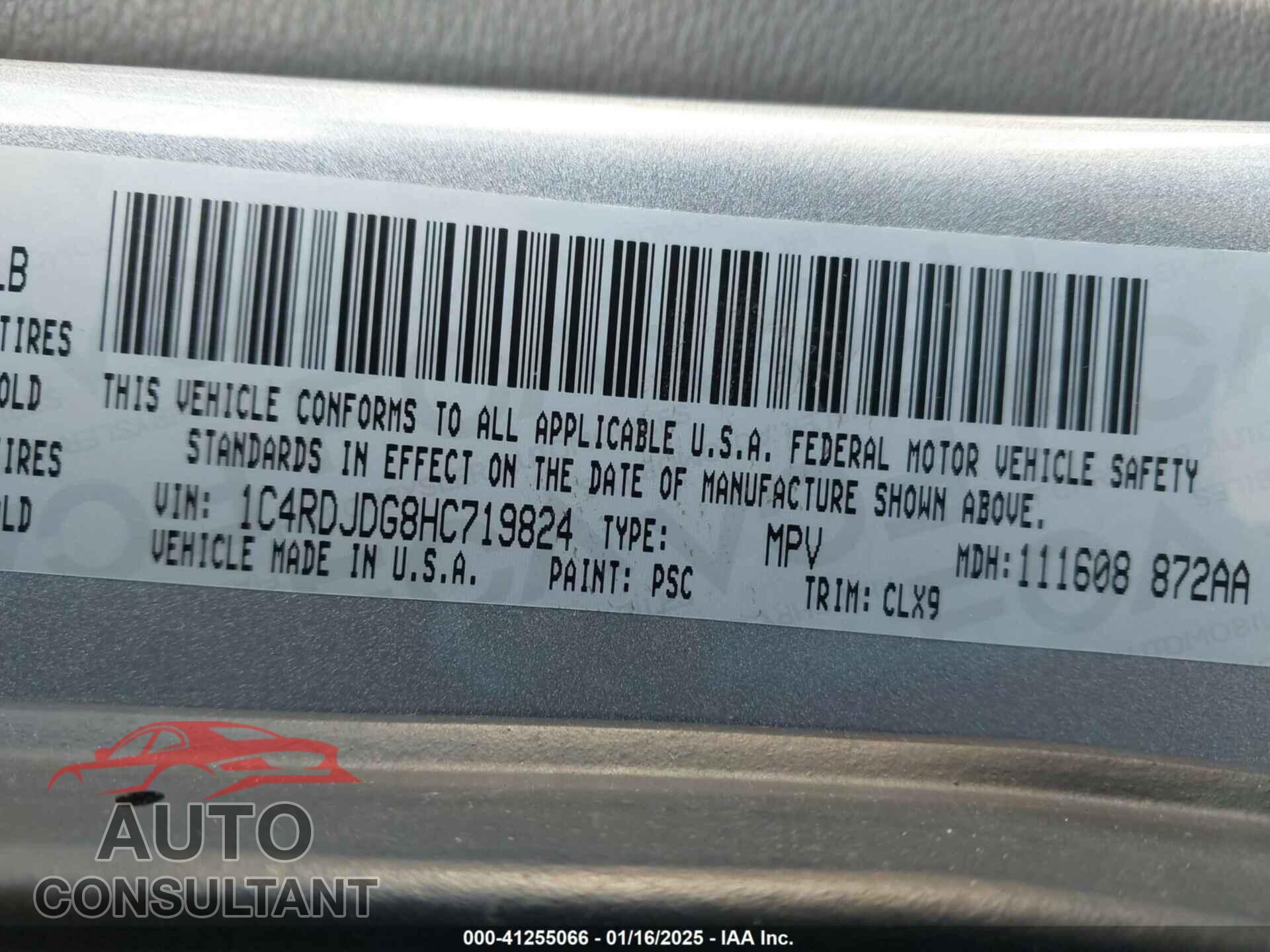 DODGE DURANGO 2017 - 1C4RDJDG8HC719824