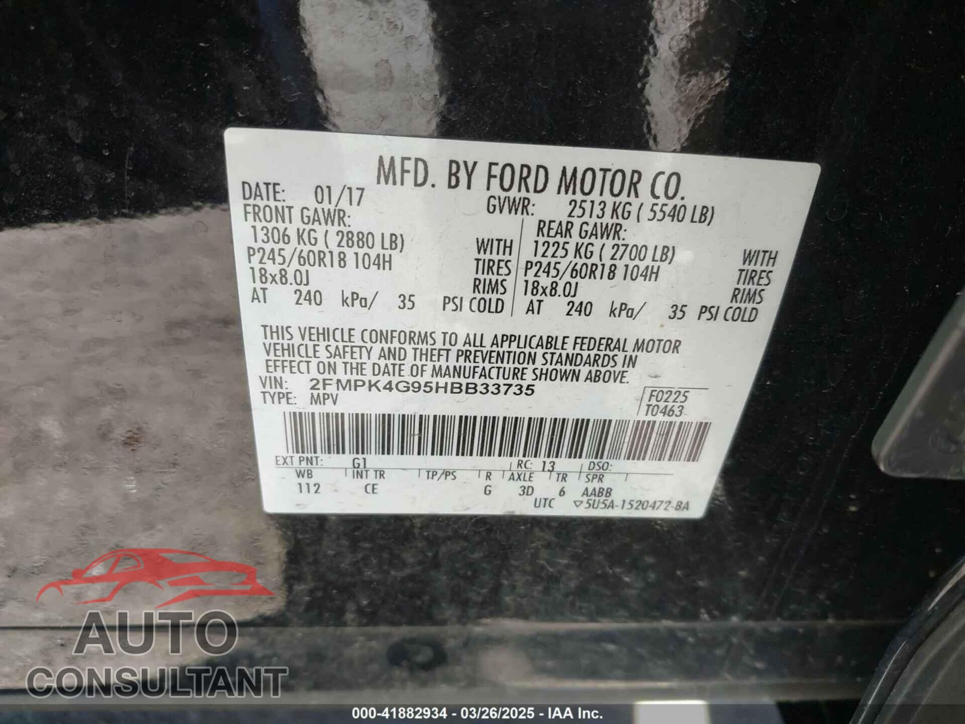 FORD EDGE 2017 - 2FMPK4G95HBB33735