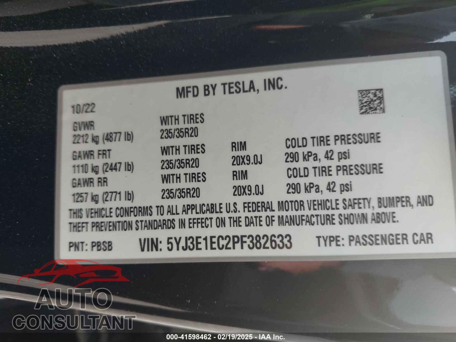 TESLA MODEL 3 2023 - 5YJ3E1EC2PF382633