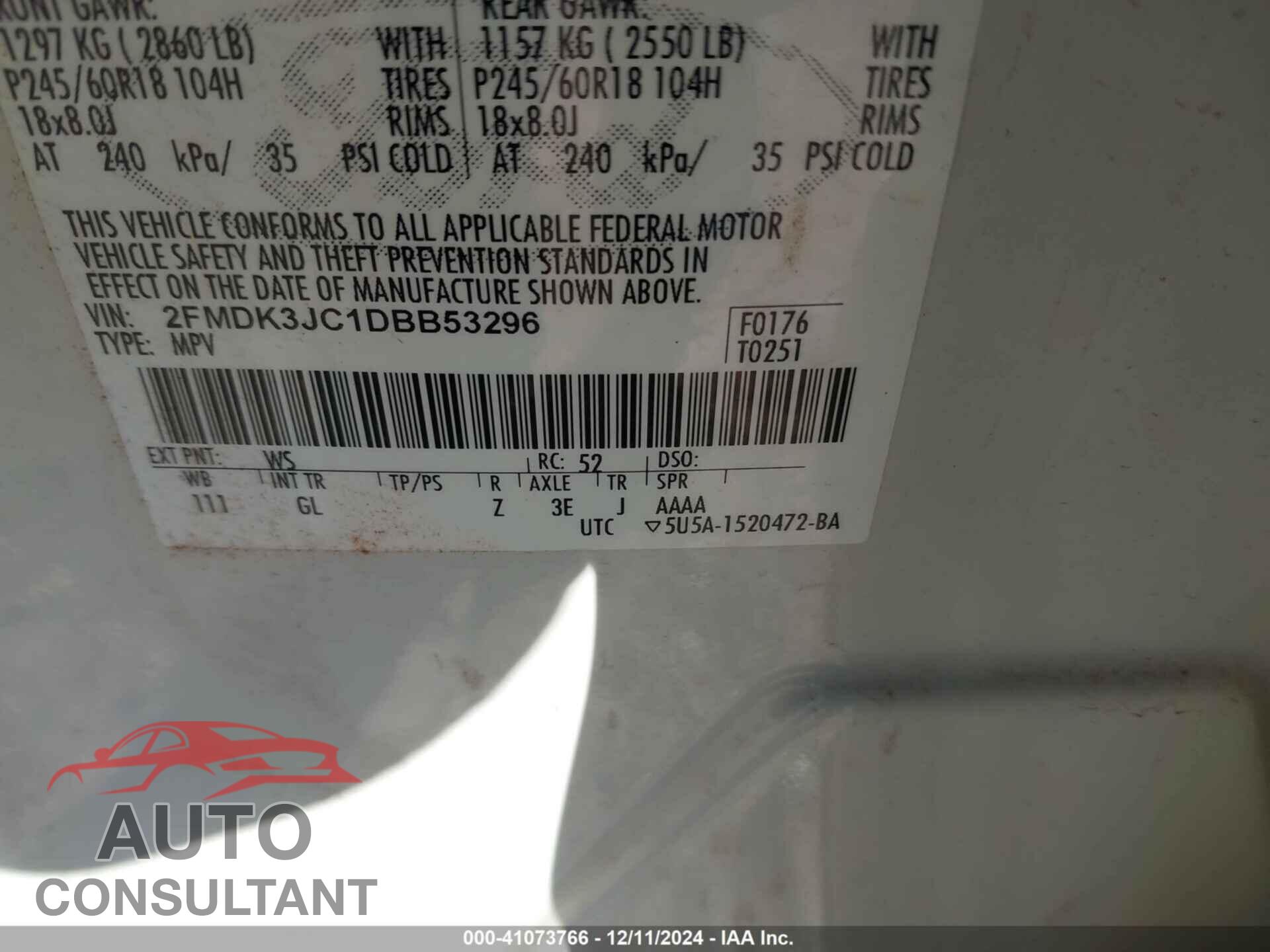 FORD EDGE 2013 - 2FMDK3JC1DBB53296