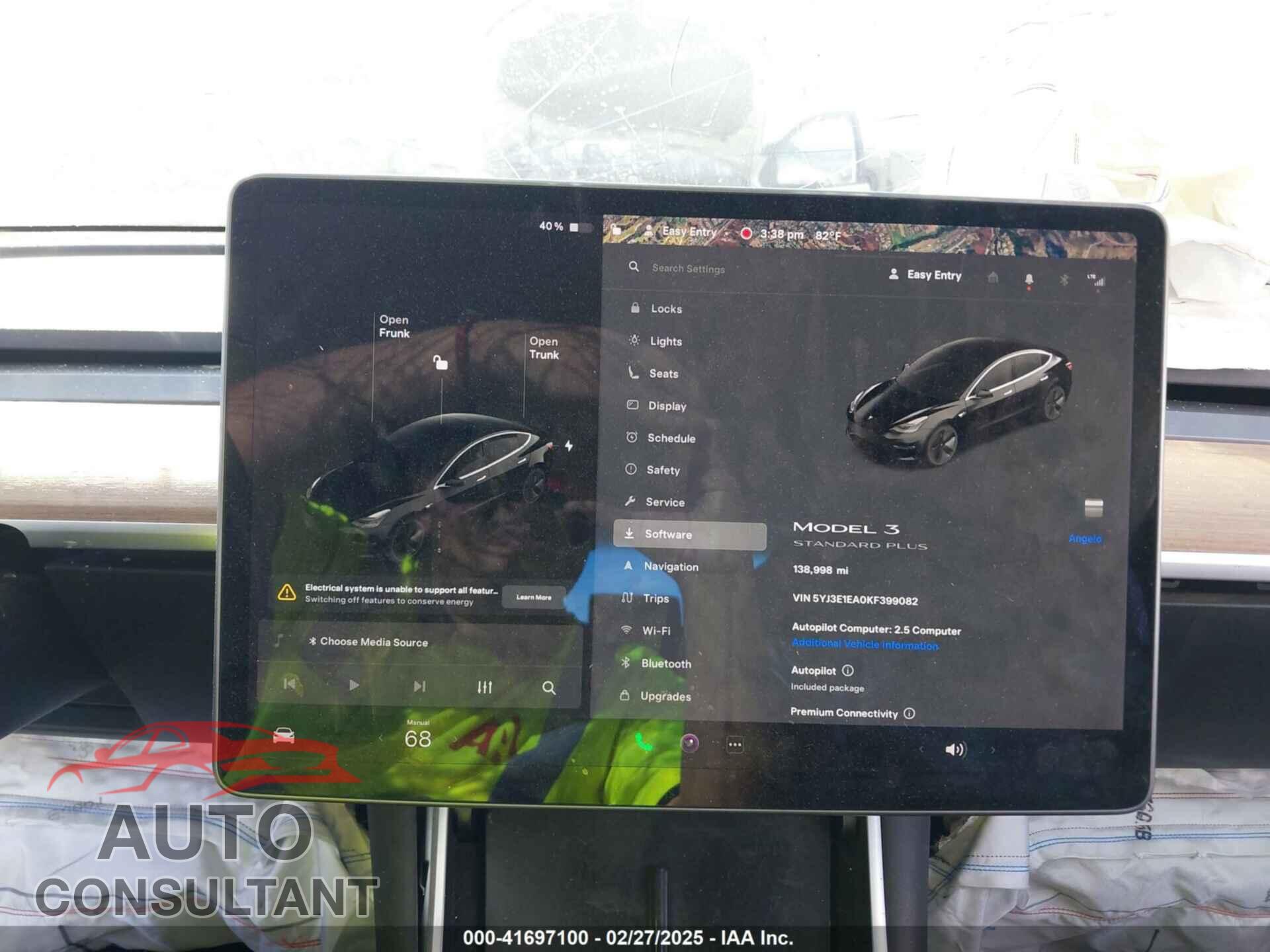 TESLA MODEL 3 2019 - 5YJ3E1EA0KF399082