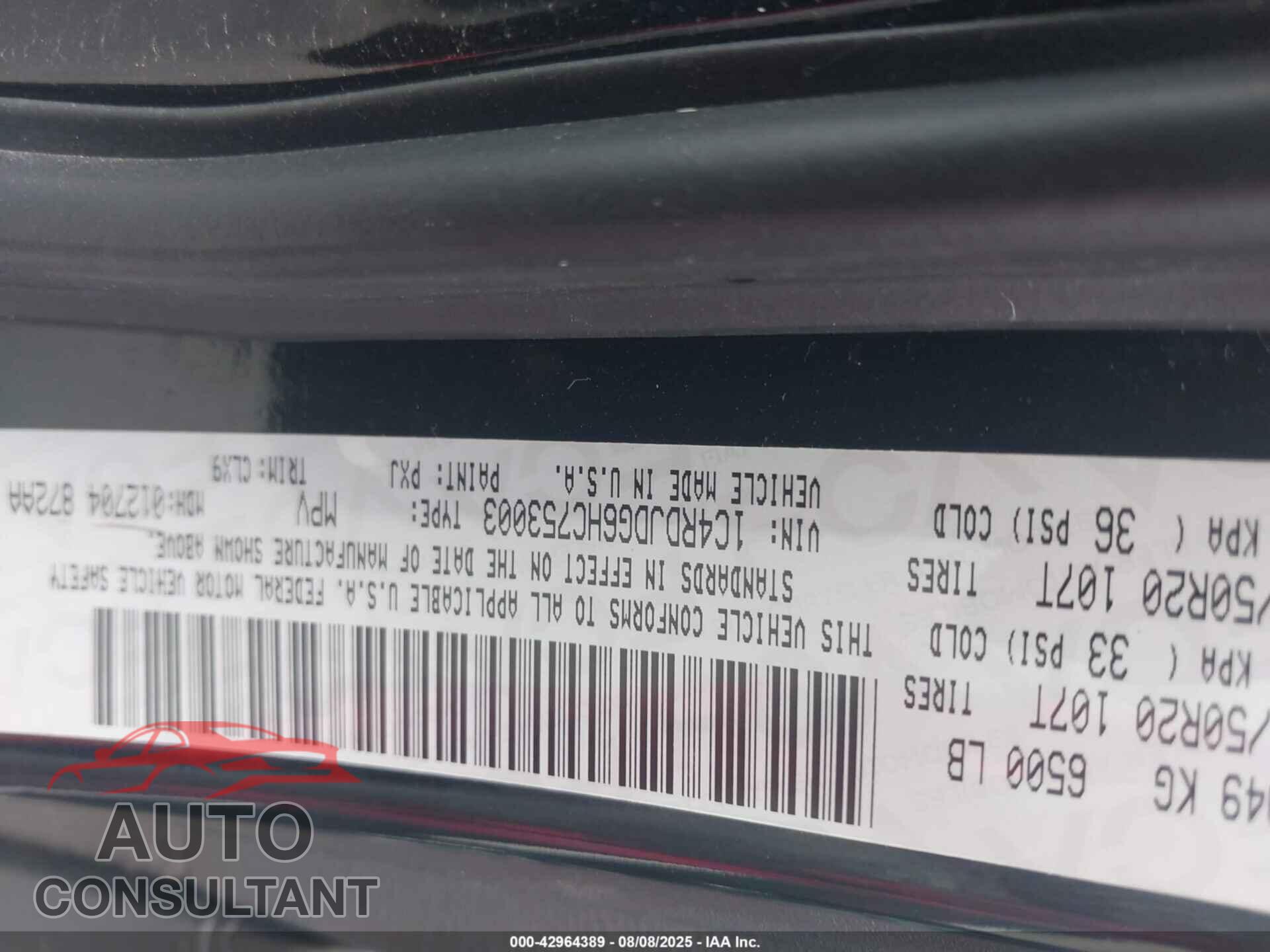 DODGE DURANGO 2017 - 1C4RDJDG6HC753003