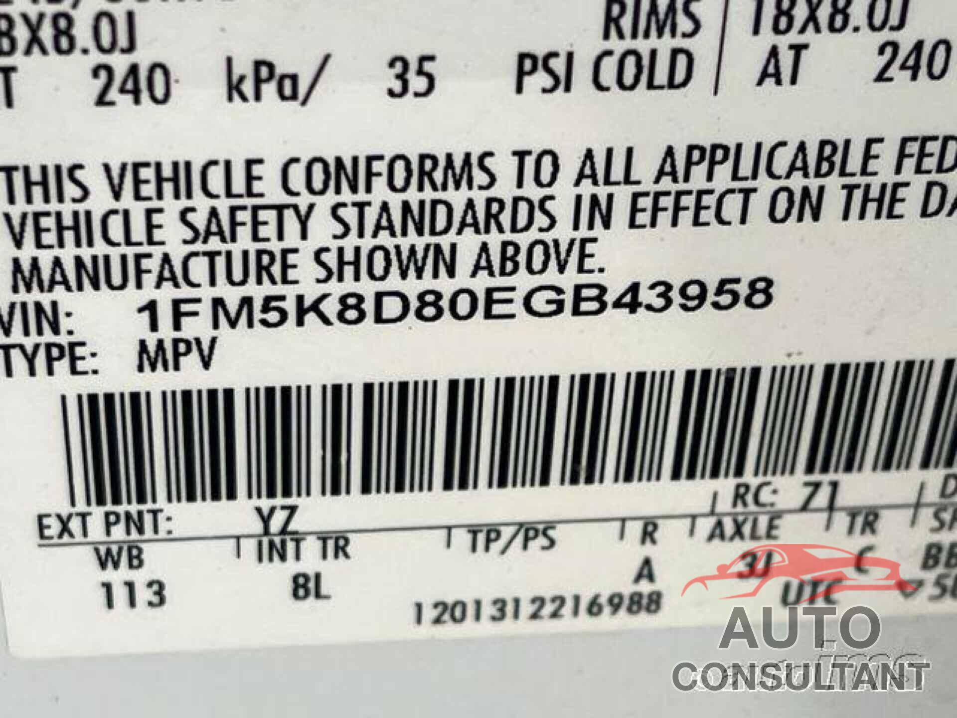 FORD EXPLORER 2014 - 1FM5K8D80EGB43958