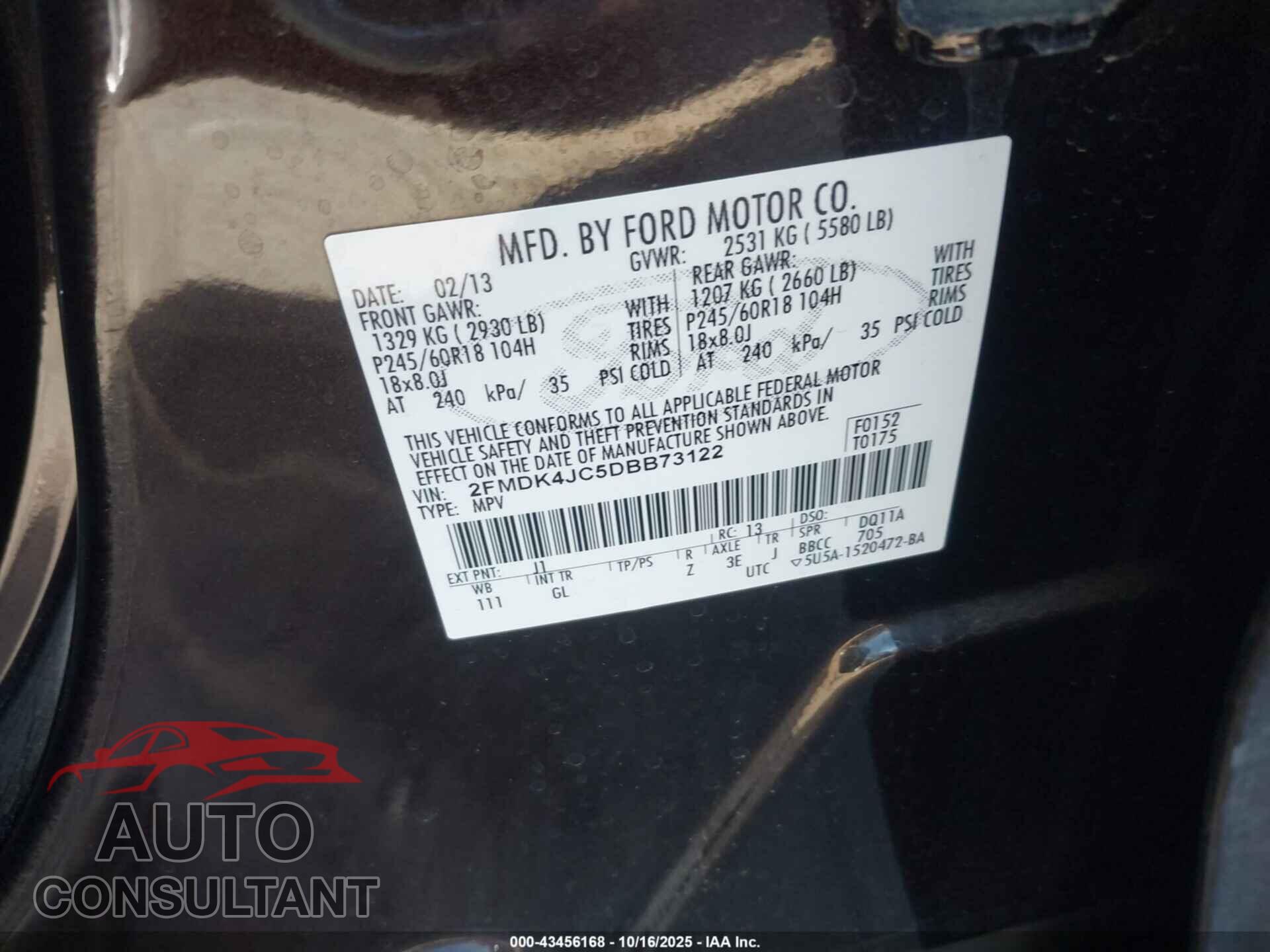 FORD EDGE 2013 - 2FMDK4JC5DBB73122