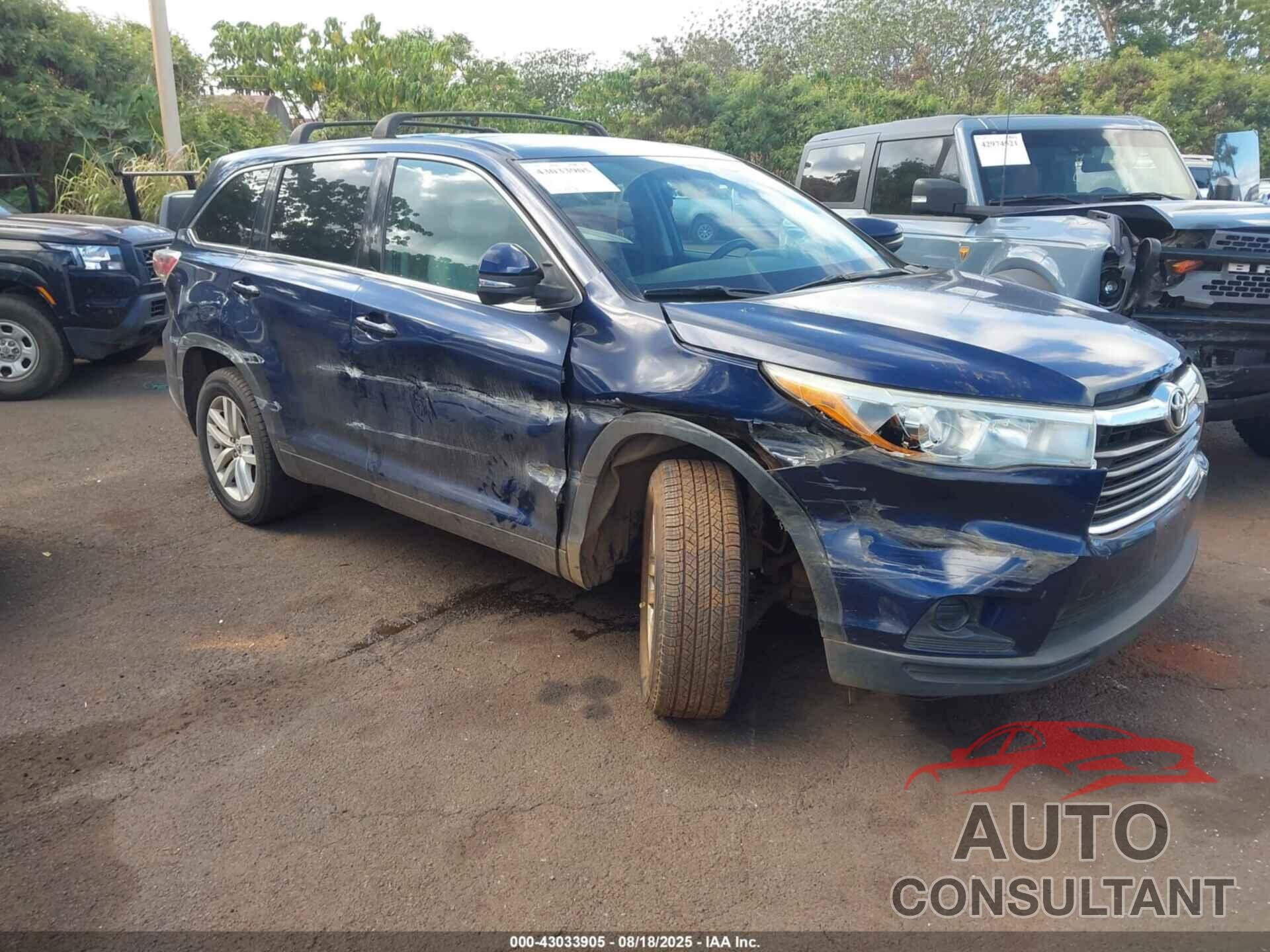 TOYOTA HIGHLANDER 2015 - 5TDZARFH3FS011313