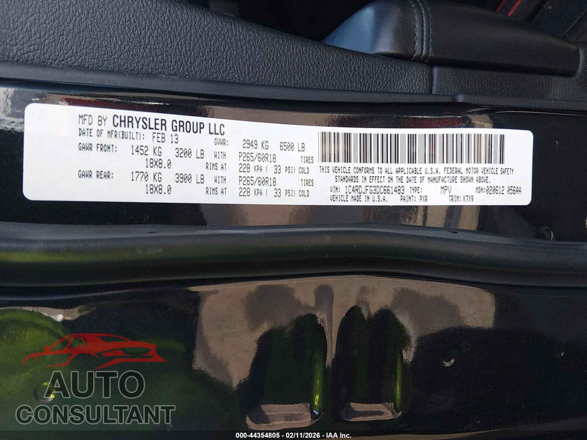 DODGE DURANGO 2013 - 1C4RDJFG3DC661483