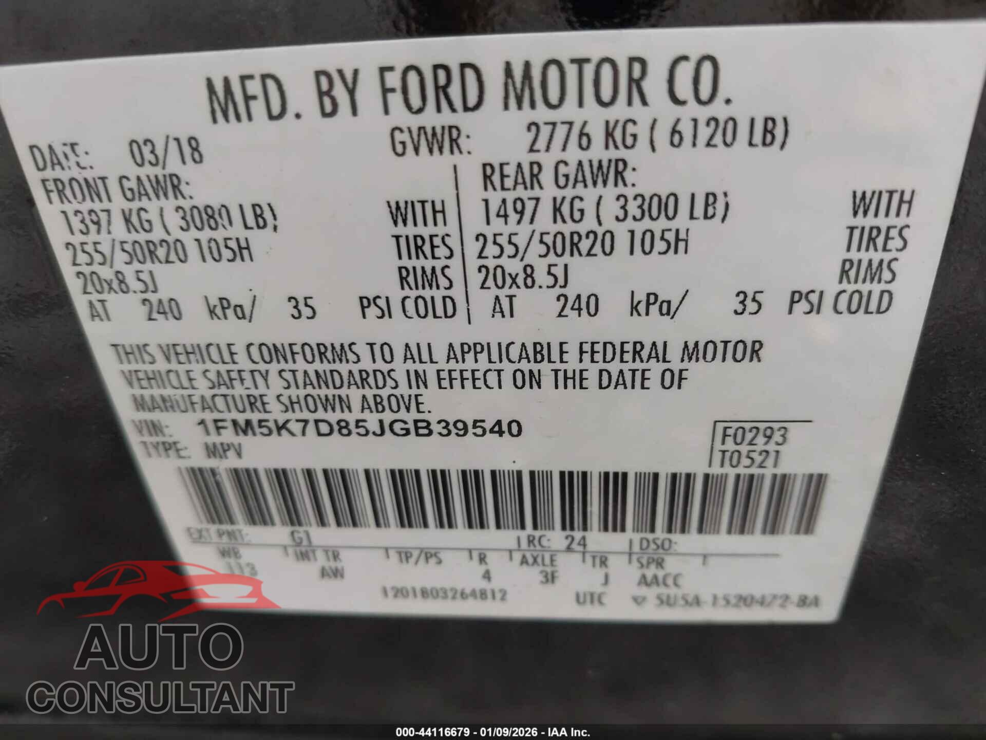 FORD EXPLORER 2018 - 1FM5K7D85JGB39540