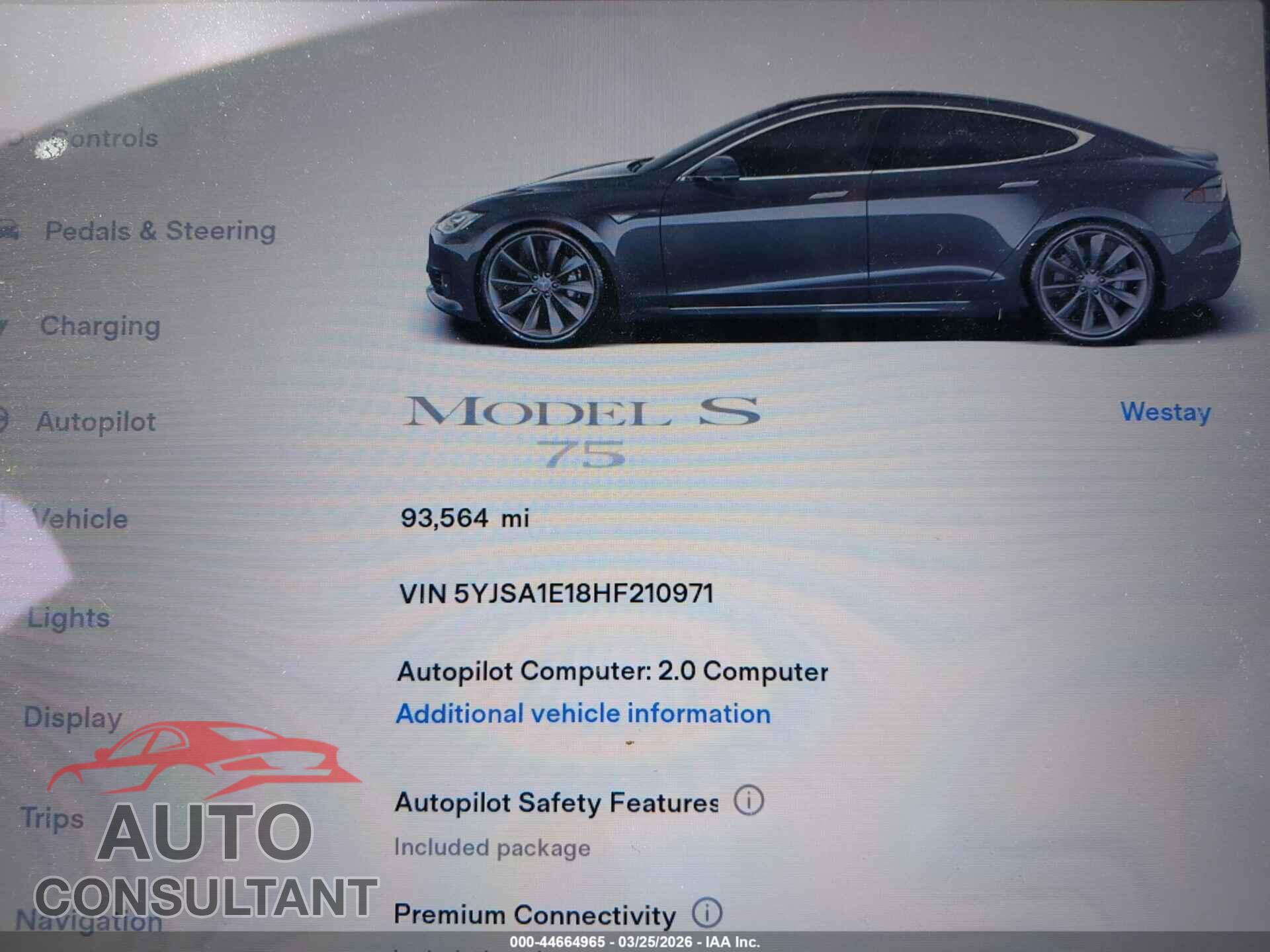 TESLA MODEL S 2017 - 5YJSA1E18HF210971