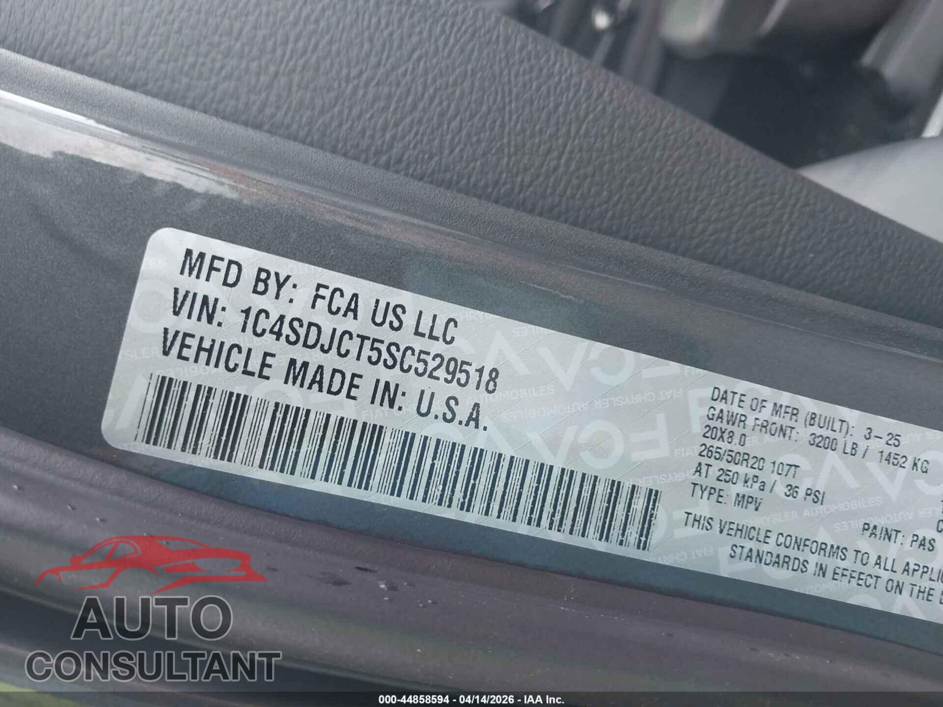 DODGE DURANGO 2025 - 1C4SDJCT5SC529518