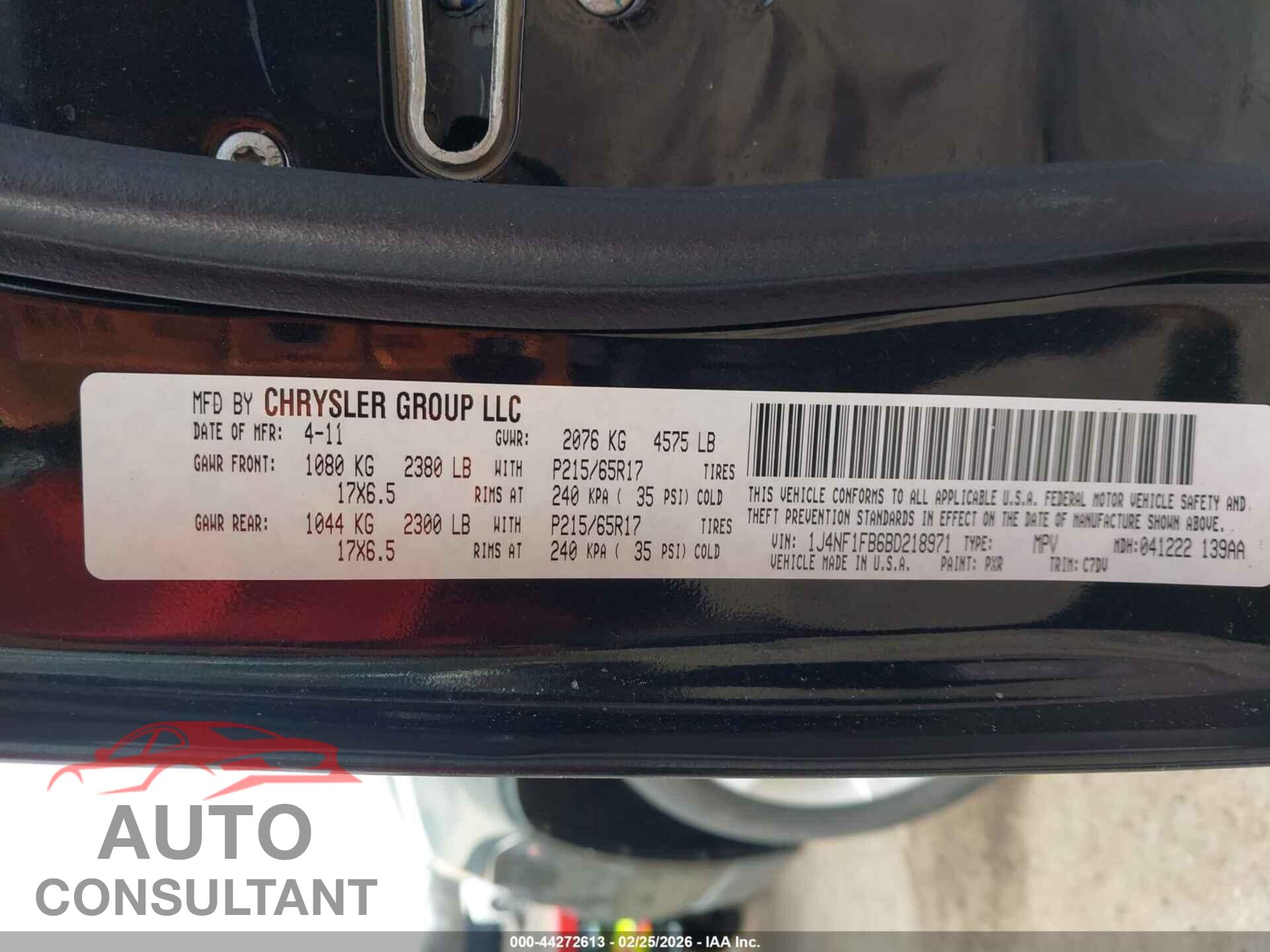 JEEP COMPASS 2011 - 1J4NF1FB6BD218971