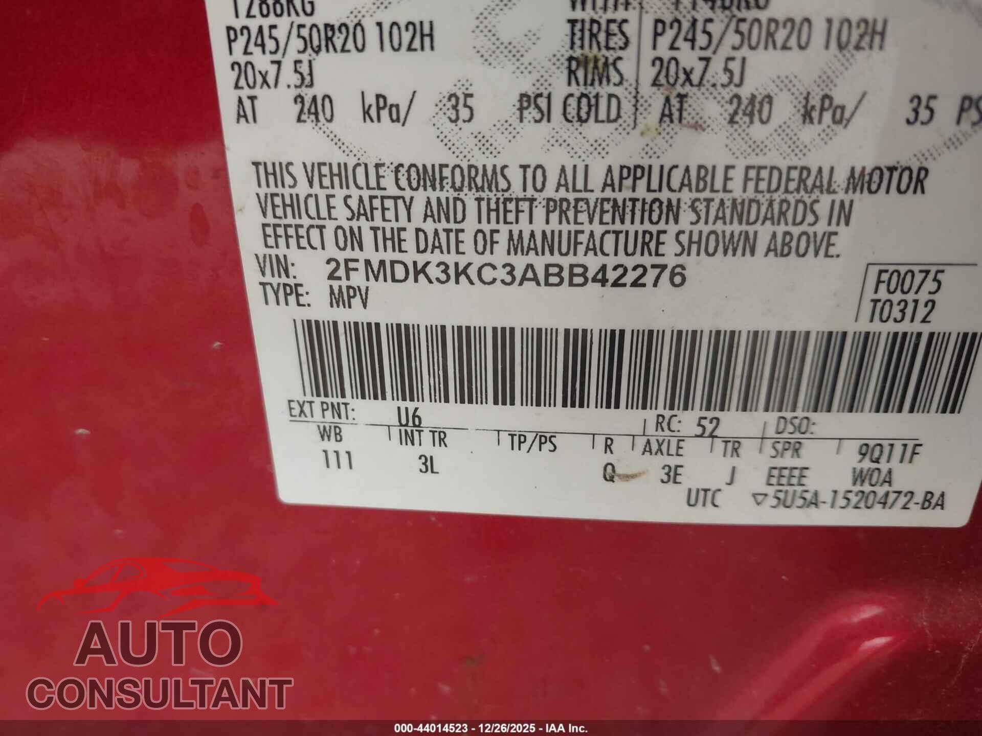 FORD EDGE 2010 - 2FMDK3KC3ABB42276