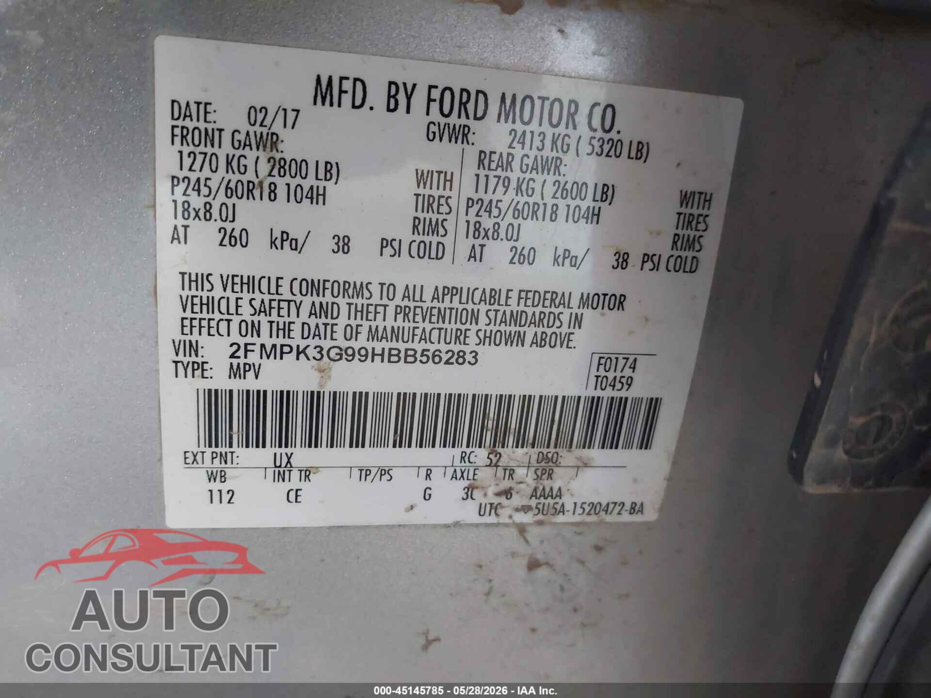 FORD EDGE 2017 - 2FMPK3G99HBB56283