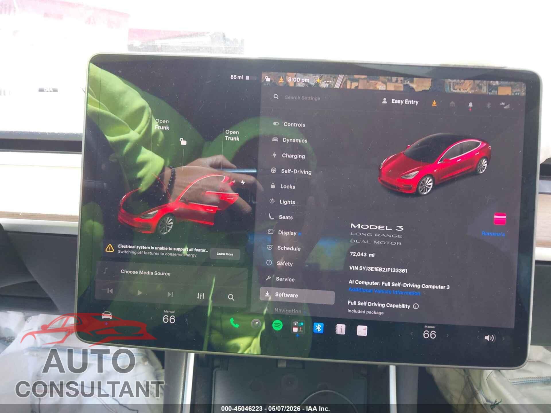 TESLA MODEL 3 2018 - 5YJ3E1EB2JF133361