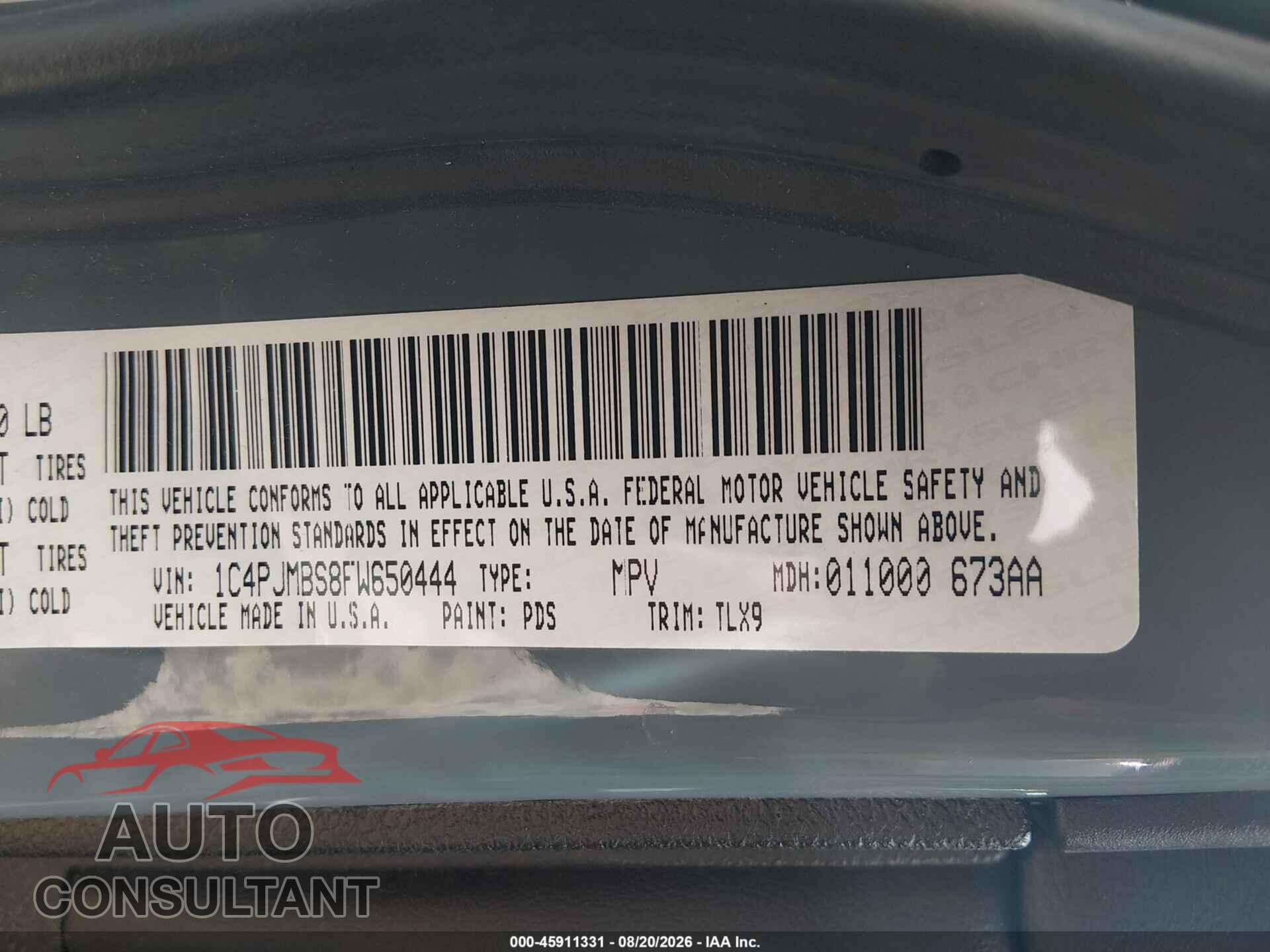 JEEP CHEROKEE 2015 - 1C4PJMBS8FW650444