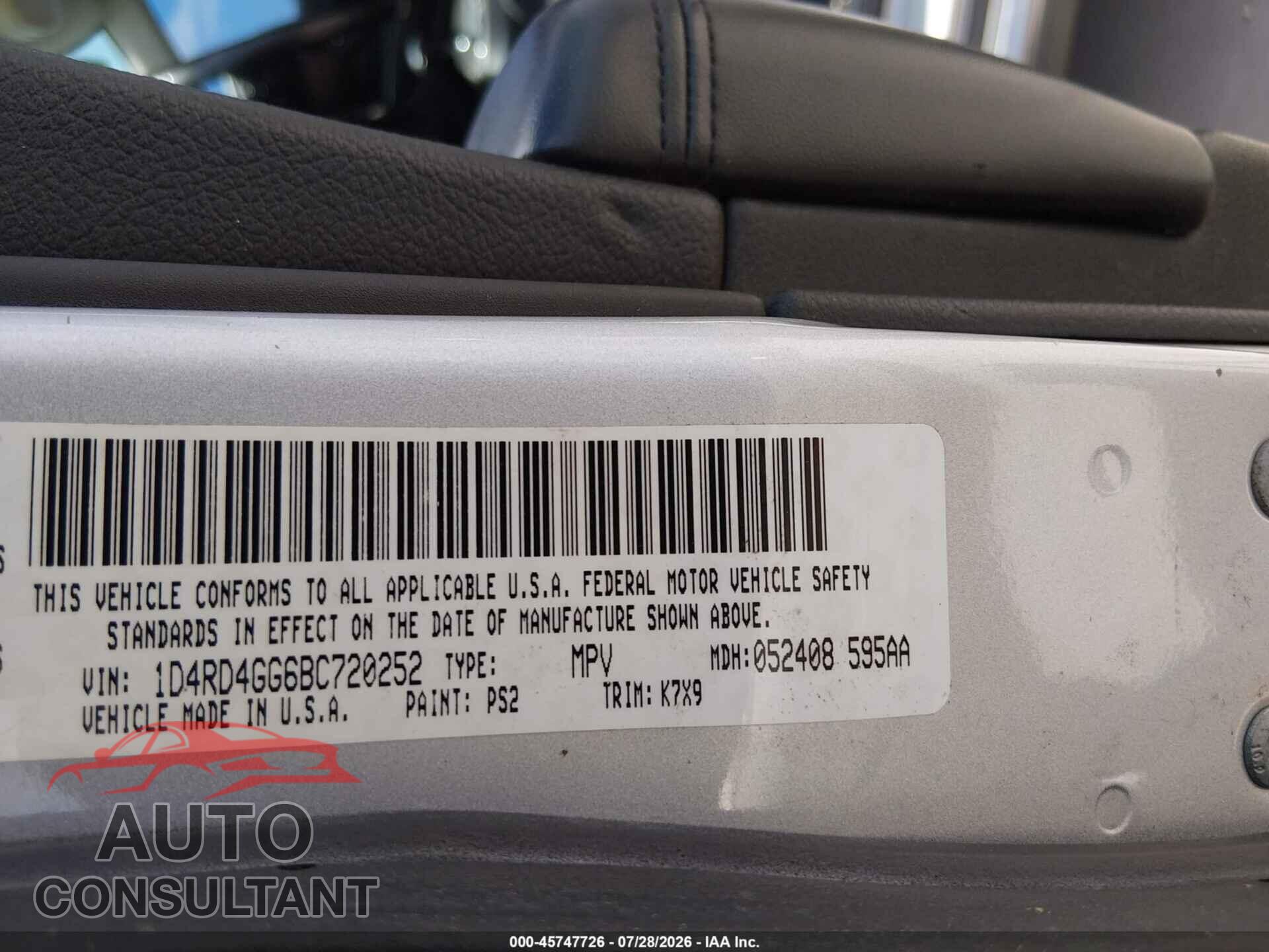 DODGE DURANGO 2011 - 1D4RD4GG6BC720252