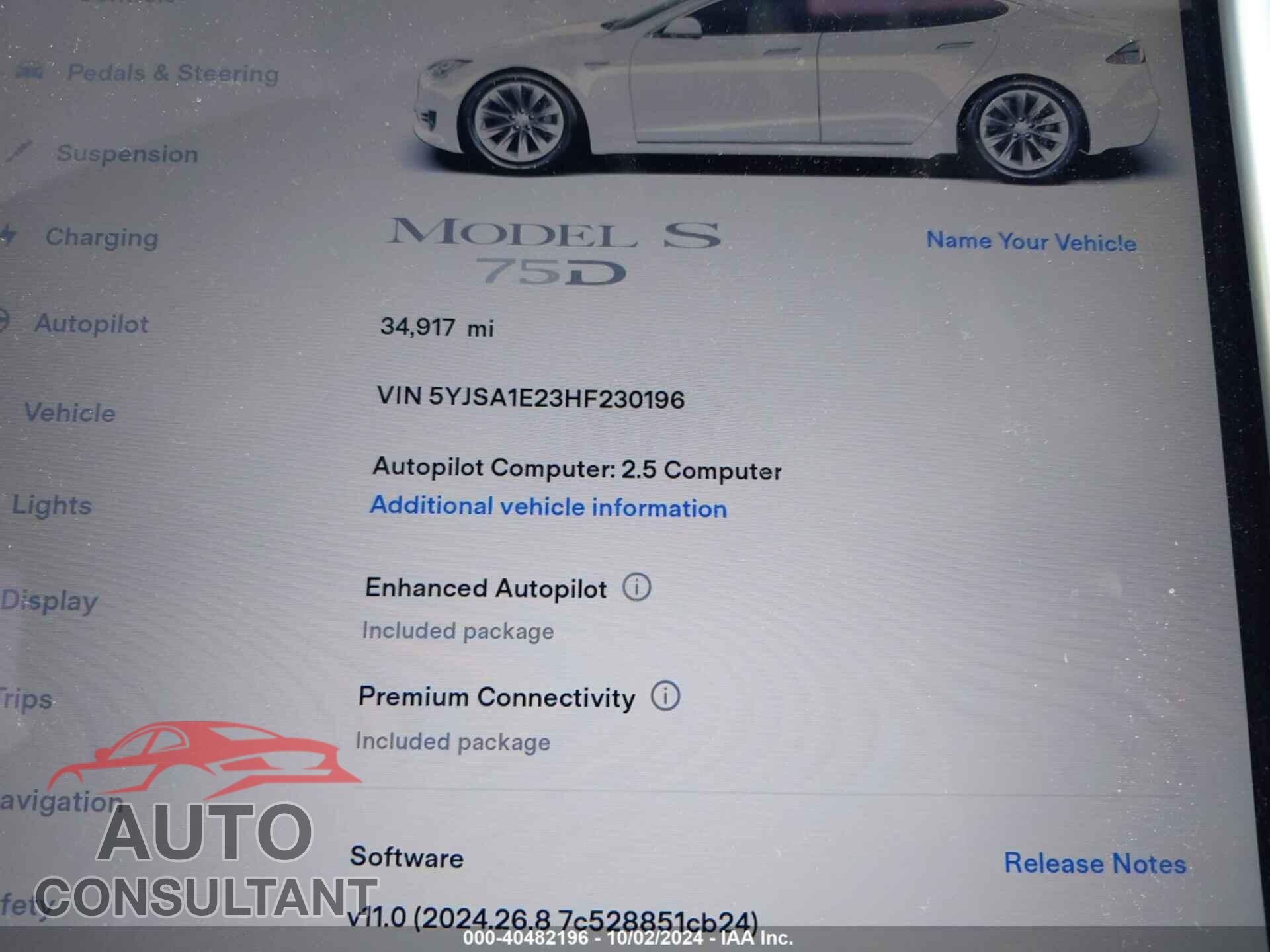TESLA MODEL S 2017 - 5YJSA1E23HF230196
