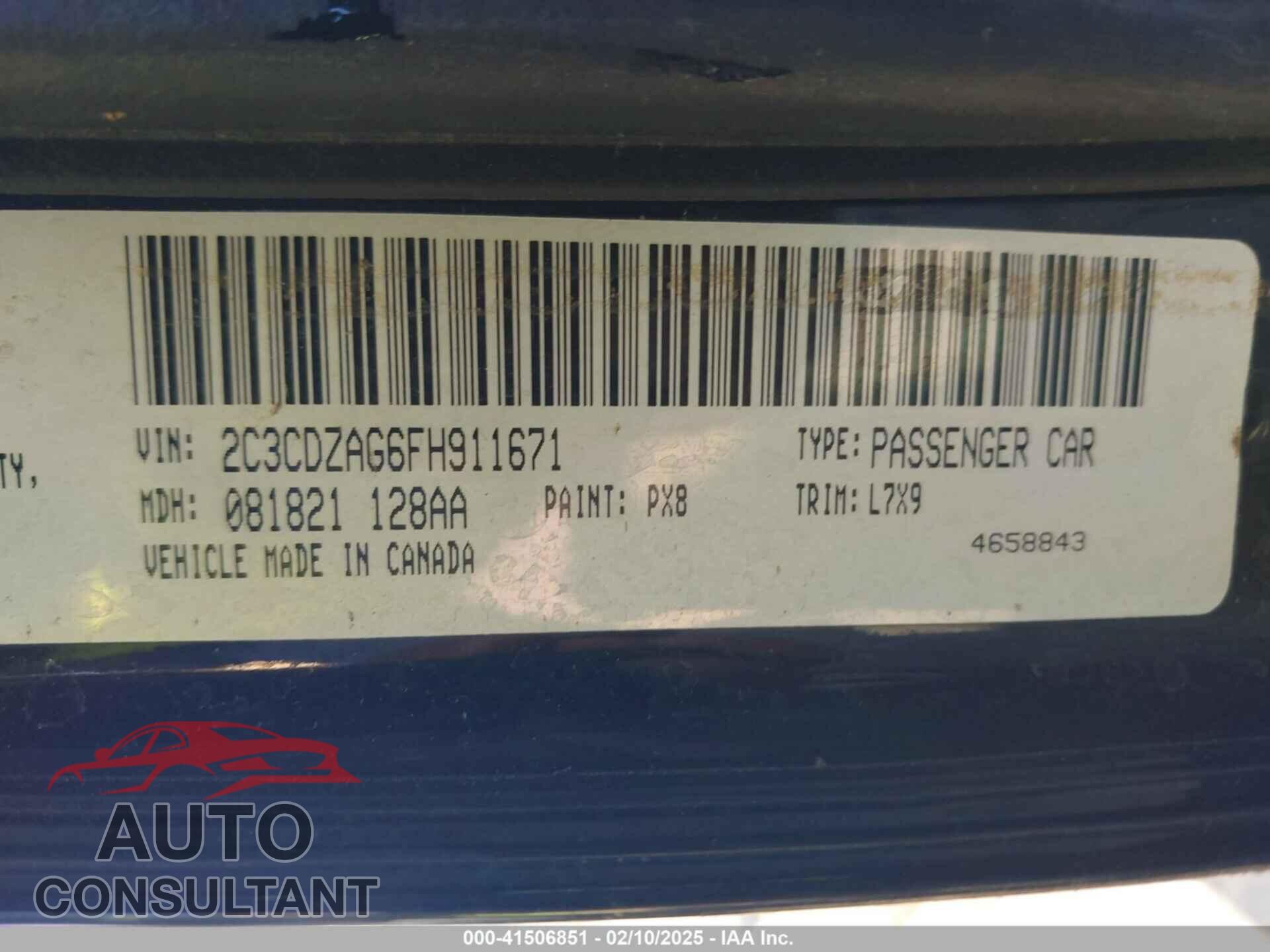 DODGE CHALLENGER 2015 - 2C3CDZAG6FH911671