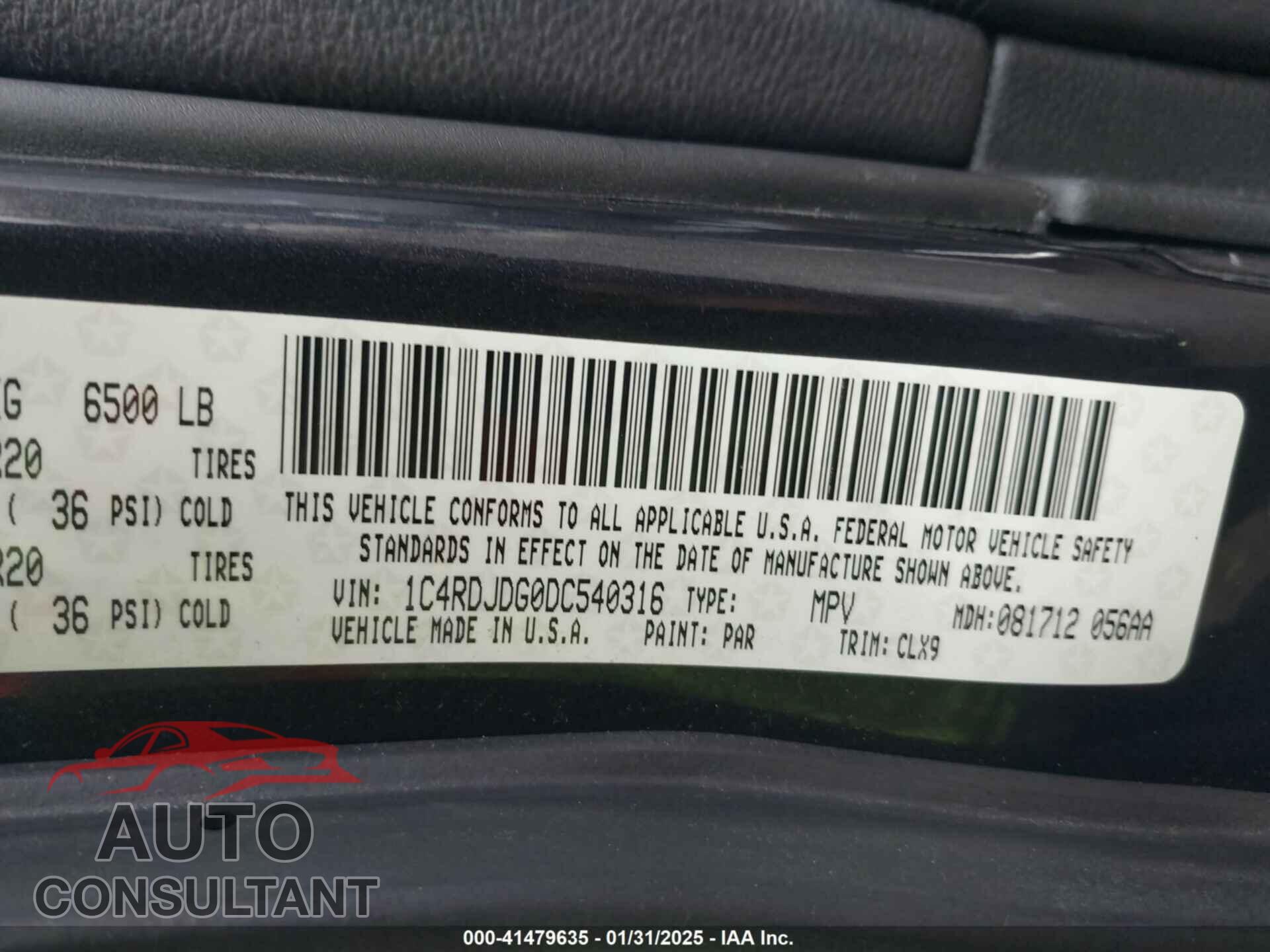 DODGE DURANGO 2013 - 1C4RDJDG0DC540316
