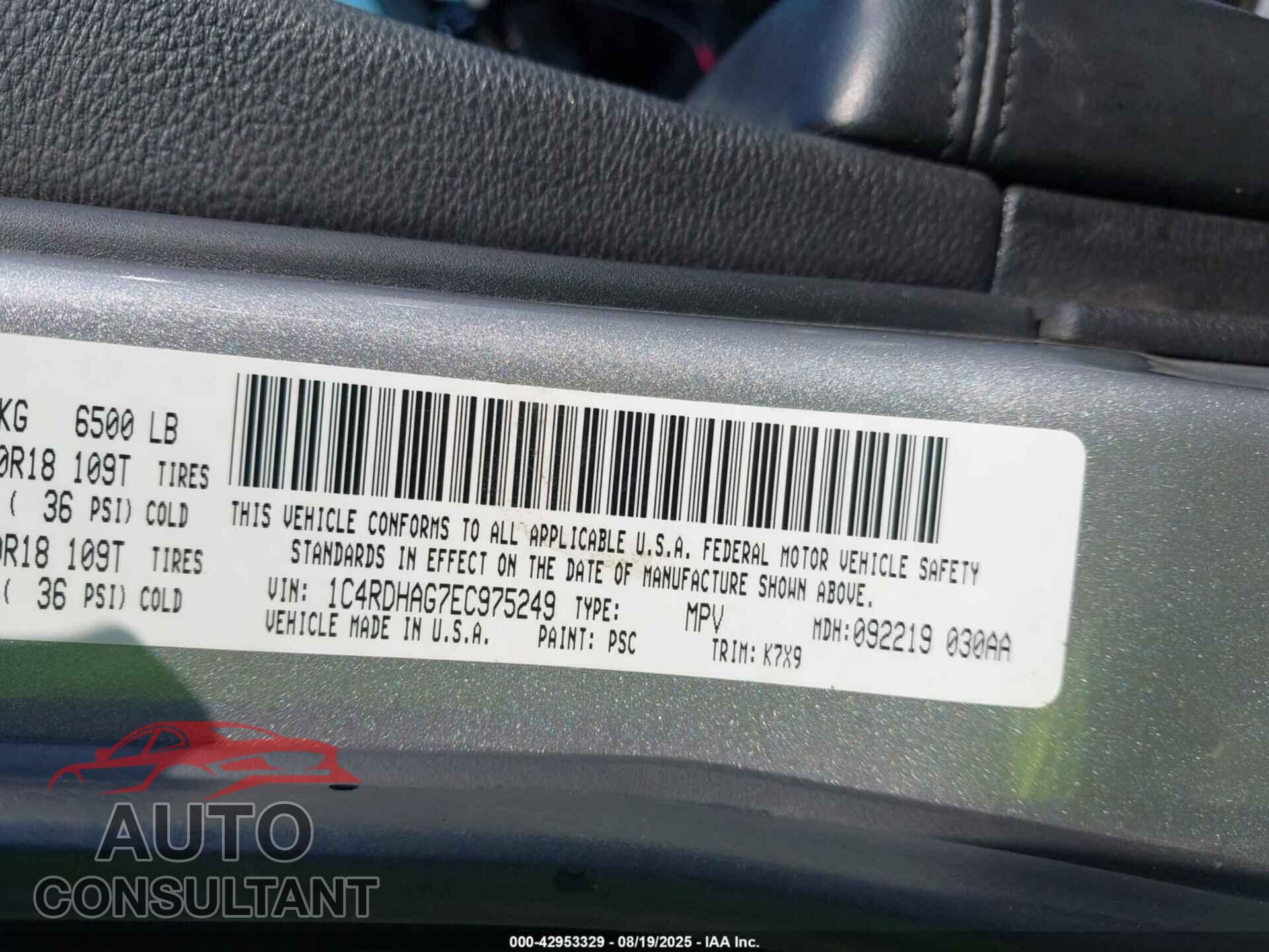 DODGE DURANGO 2014 - 1C4RDHAG7EC975249
