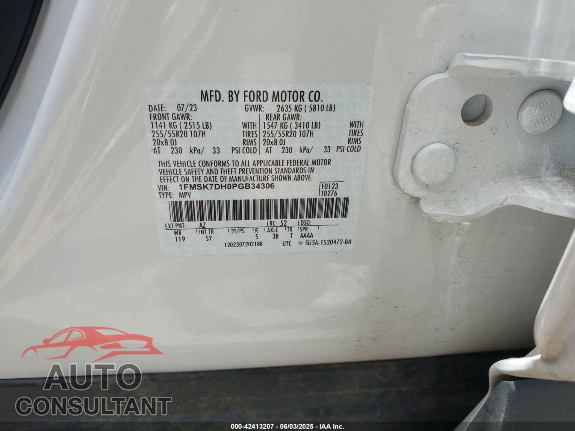 FORD EXPLORER 2023 - 1FMSK7DH0PGB34306