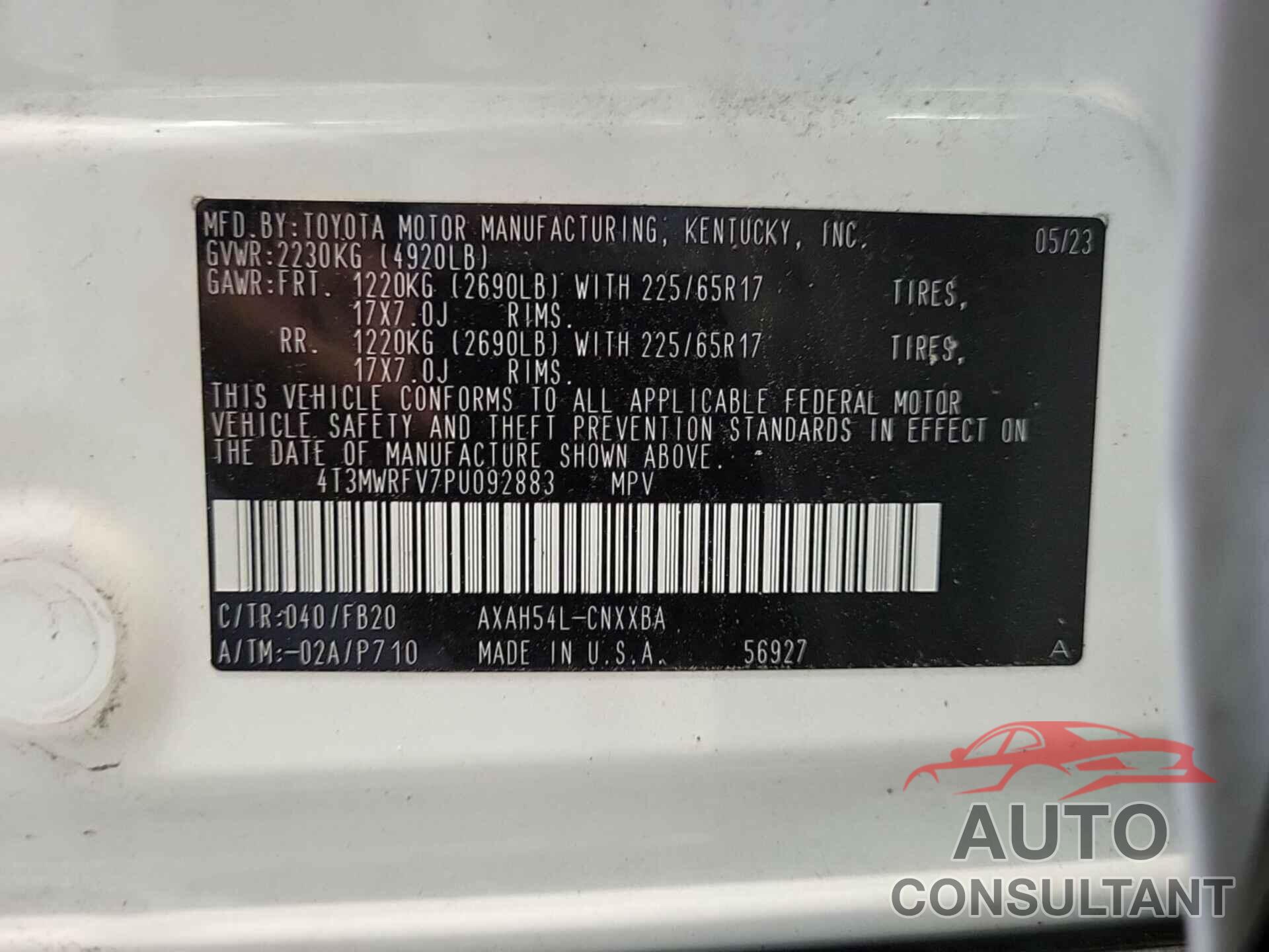 TOYOTA RAV4 2023 - 4T3MWRFV7PU092883