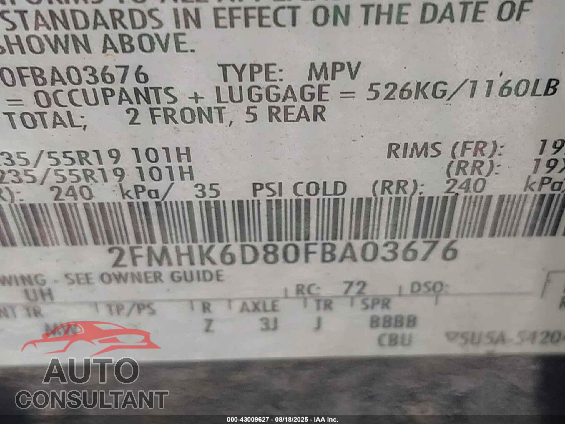 FORD FLEX 2015 - 2FMHK6D80FBA03676