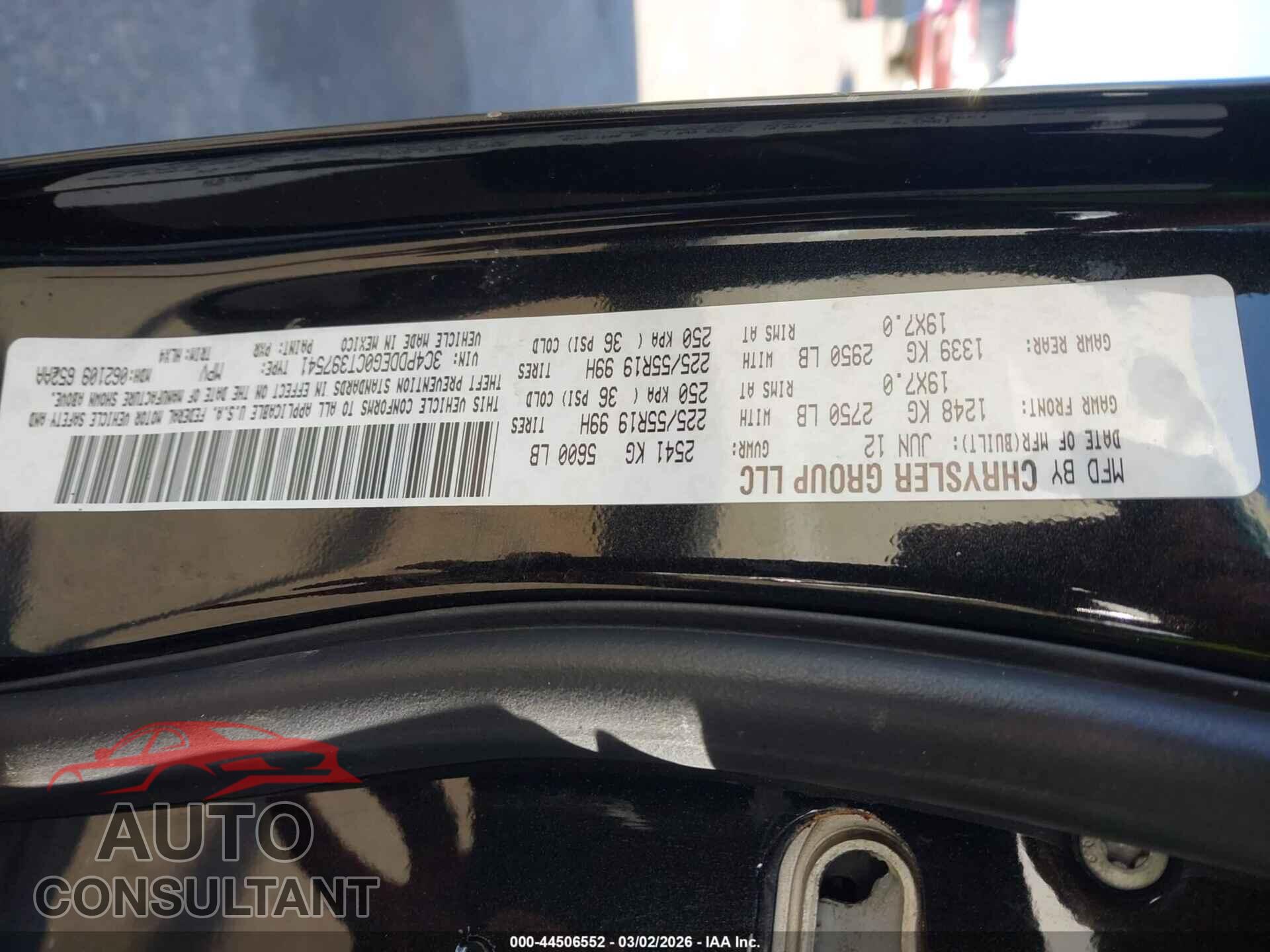 DODGE JOURNEY 2012 - 3C4PDDEG0CT397541