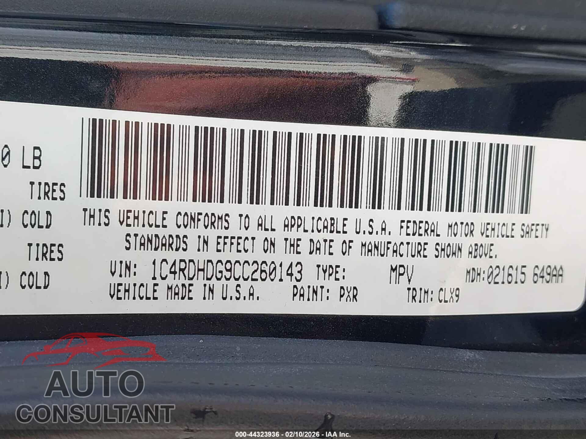 DODGE DURANGO 2012 - 1C4RDHDG9CC260143