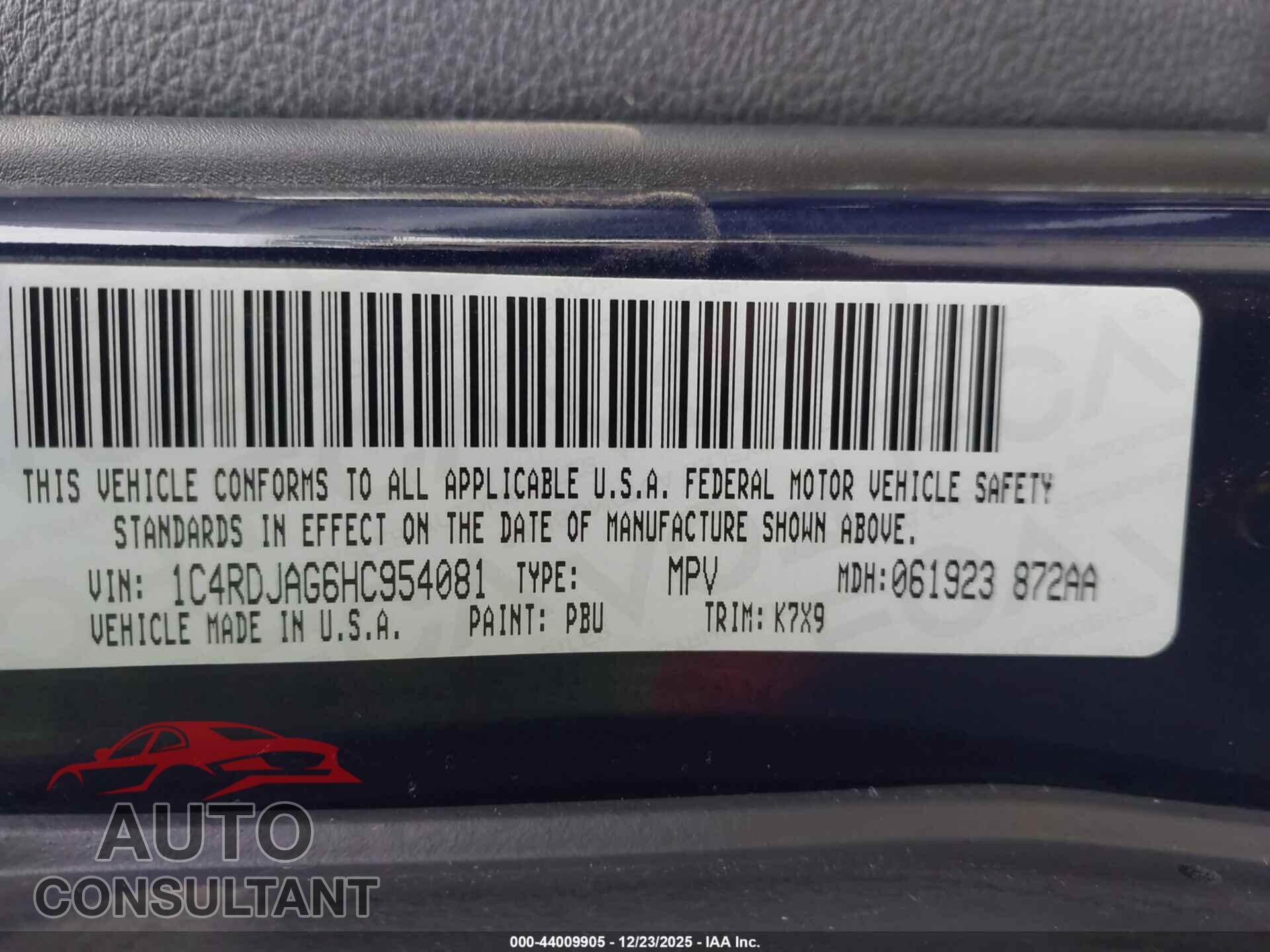 DODGE DURANGO 2017 - 1C4RDJAG6HC954081