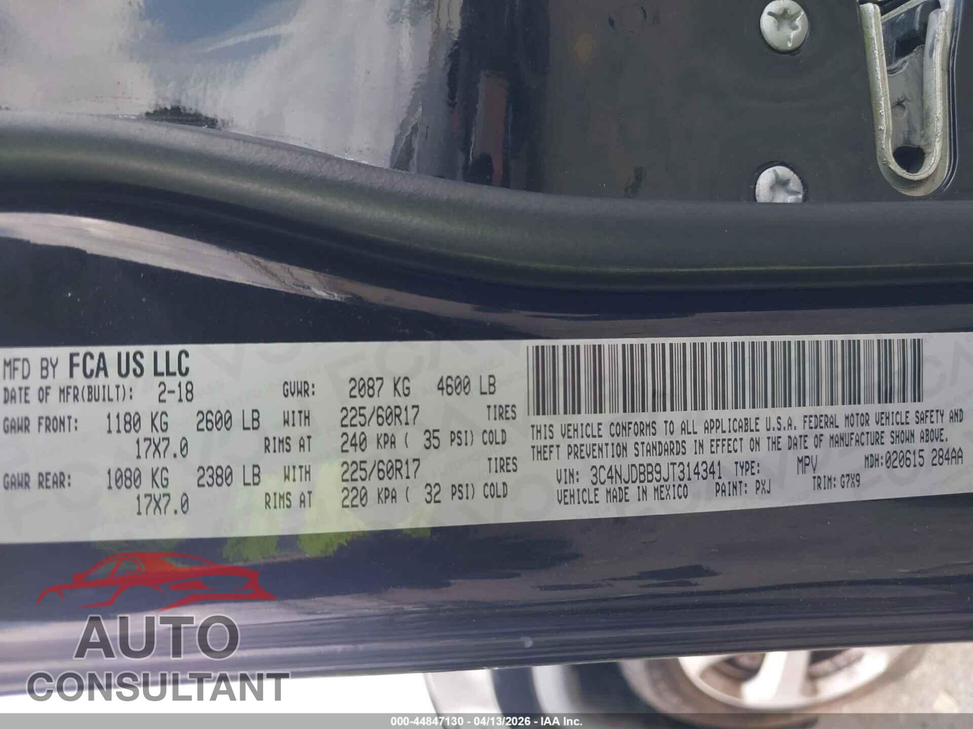 JEEP COMPASS 2018 - 3C4NJDBB9JT314341