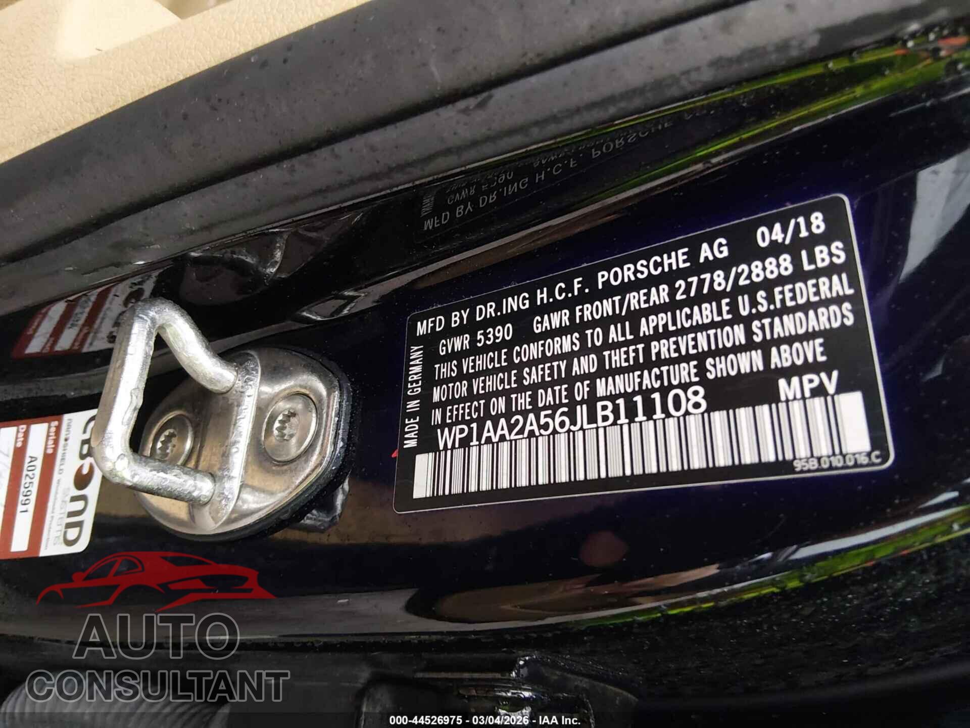 PORSCHE MACAN 2018 - WP1AA2A56JLB11108
