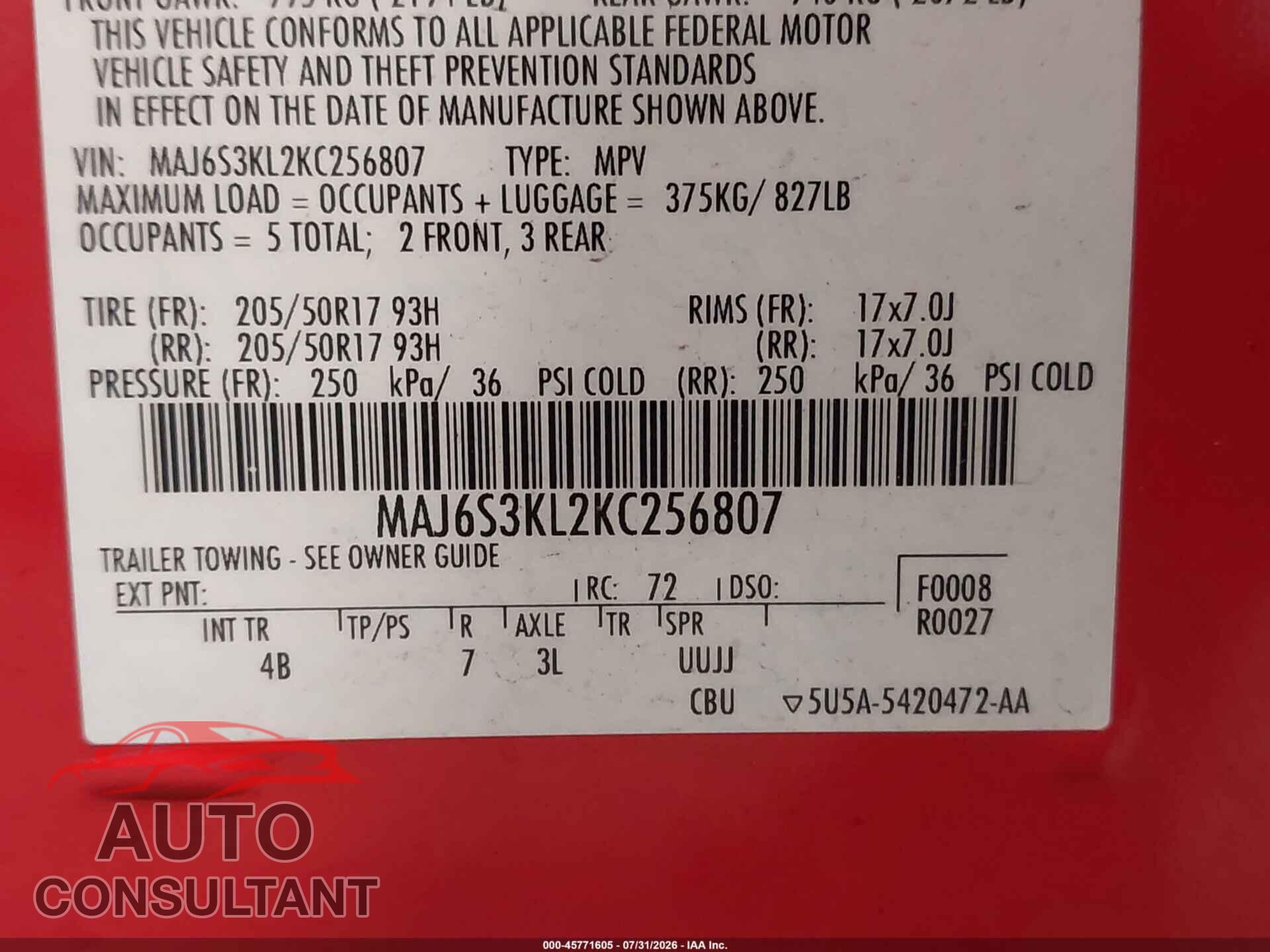FORD ECOSPORT 2019 - MAJ6S3KL2KC256807