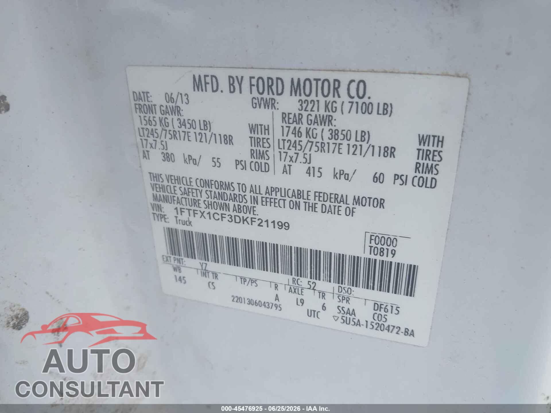 FORD F-150 2013 - 1FTFX1CF3DKF21199